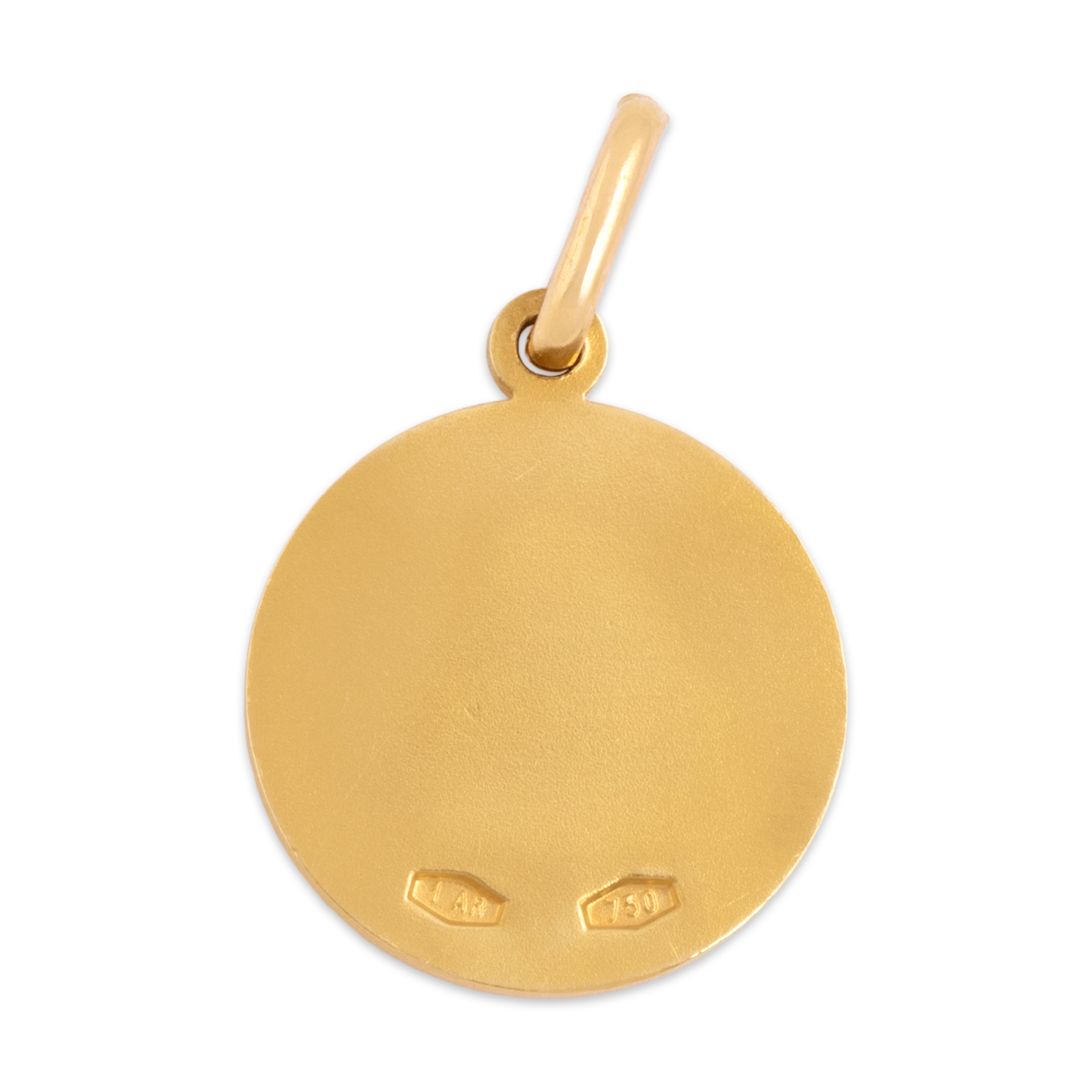 Vintage Italian 18k Yellow Gold Gleaming Mother Mary Charm / Pendant - Back view