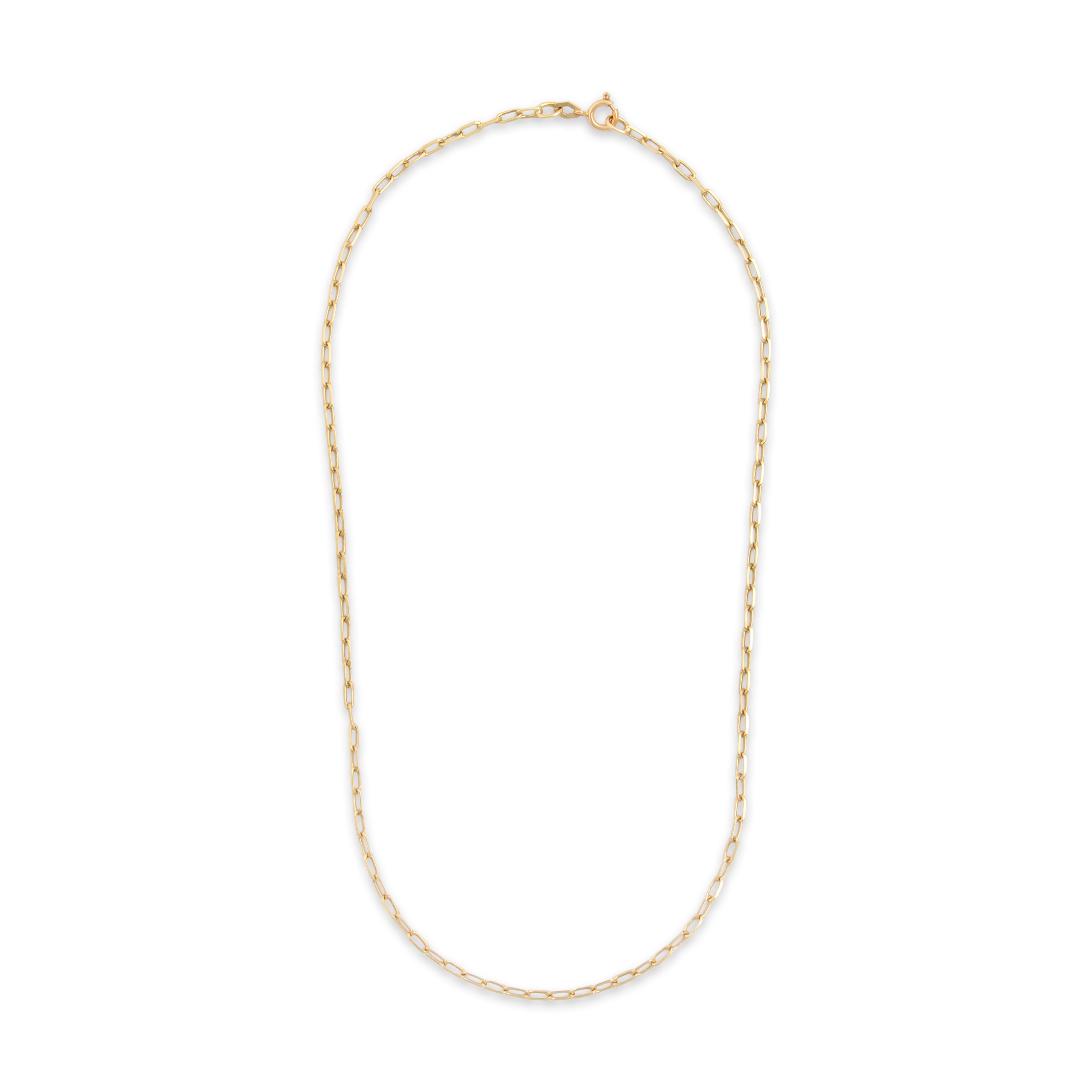 Vintage Italian 14k Yellow Gold 2.7mm Dimensional Paperclip Link Chain - Overall view