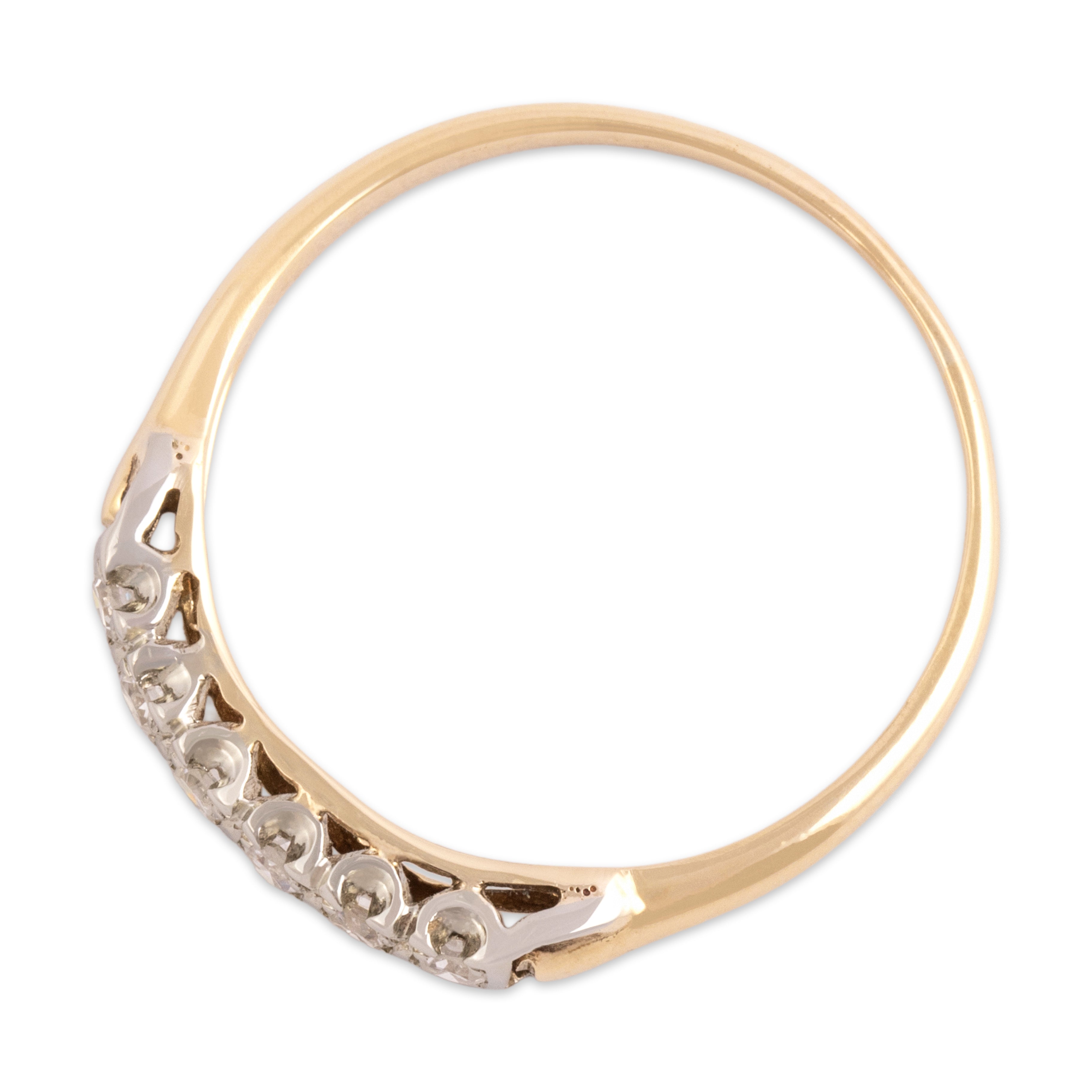 Vintage 14k Yellow & White Gold Diamond Classic Line Band Ring - Overall view