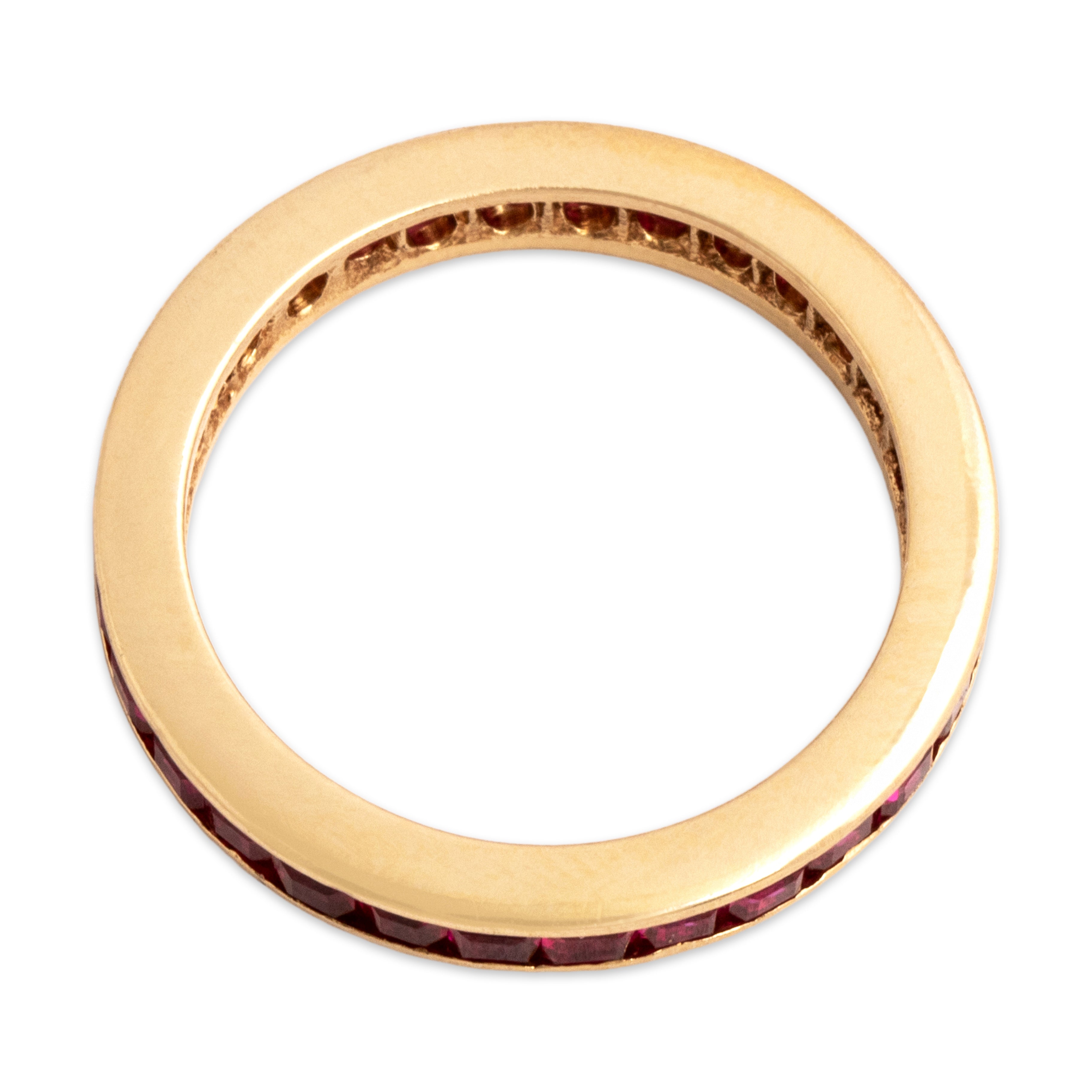 Vintage 14k Yellow Gold 1.58cttw Synthetic Ruby Bright Channel Eternity Band Ring - detail view #1