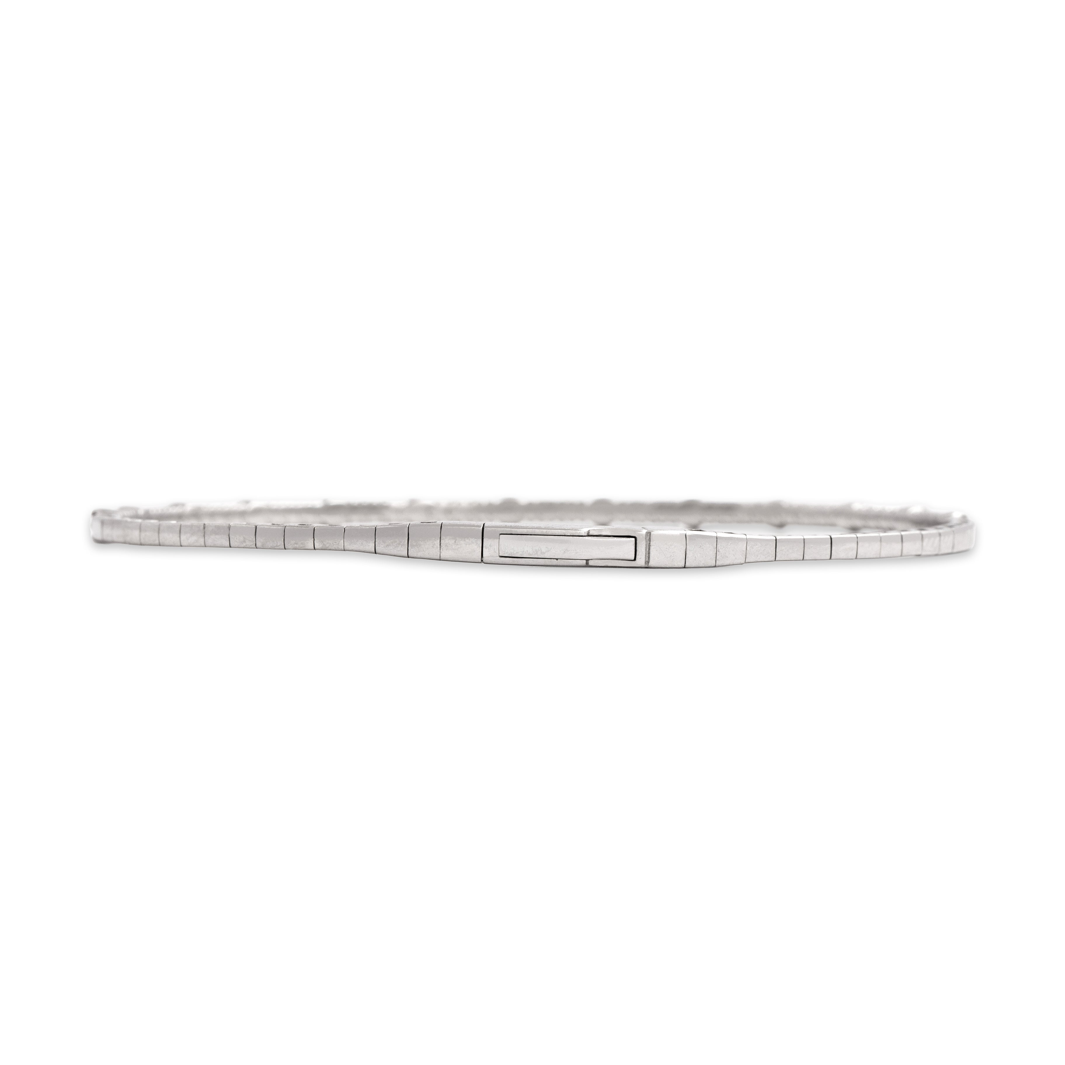 Estate 14k White Gold Diamond Flexible Dotted Tennis Bangle Bracelet - Back view