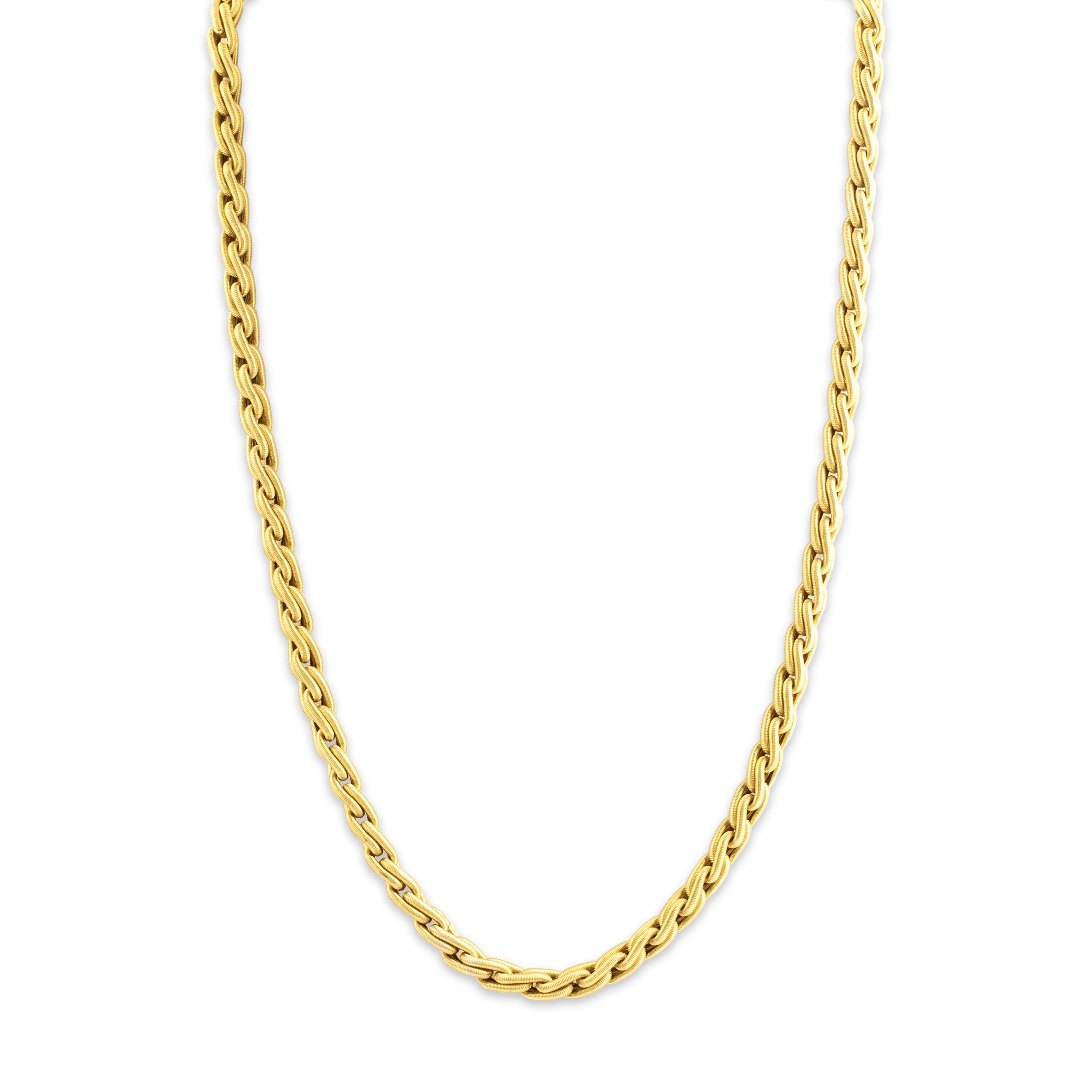 Vintage 18k Yellow Gold Superb Twisting Coiled Link Necklace - detail view #1