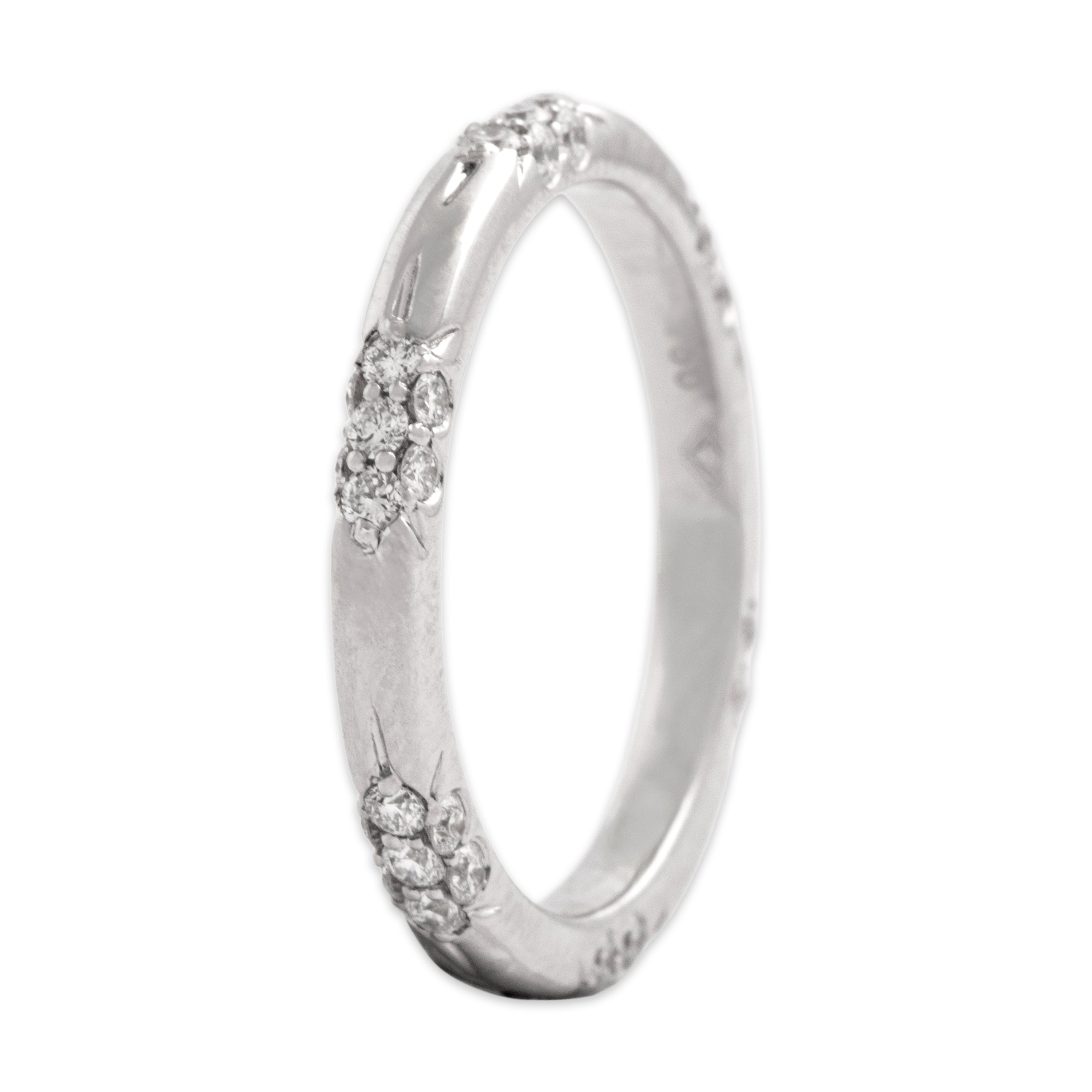 Estate 18k White Gold .55cttw Diamond Sparkle Cluster Eternity Band Ring - Side view