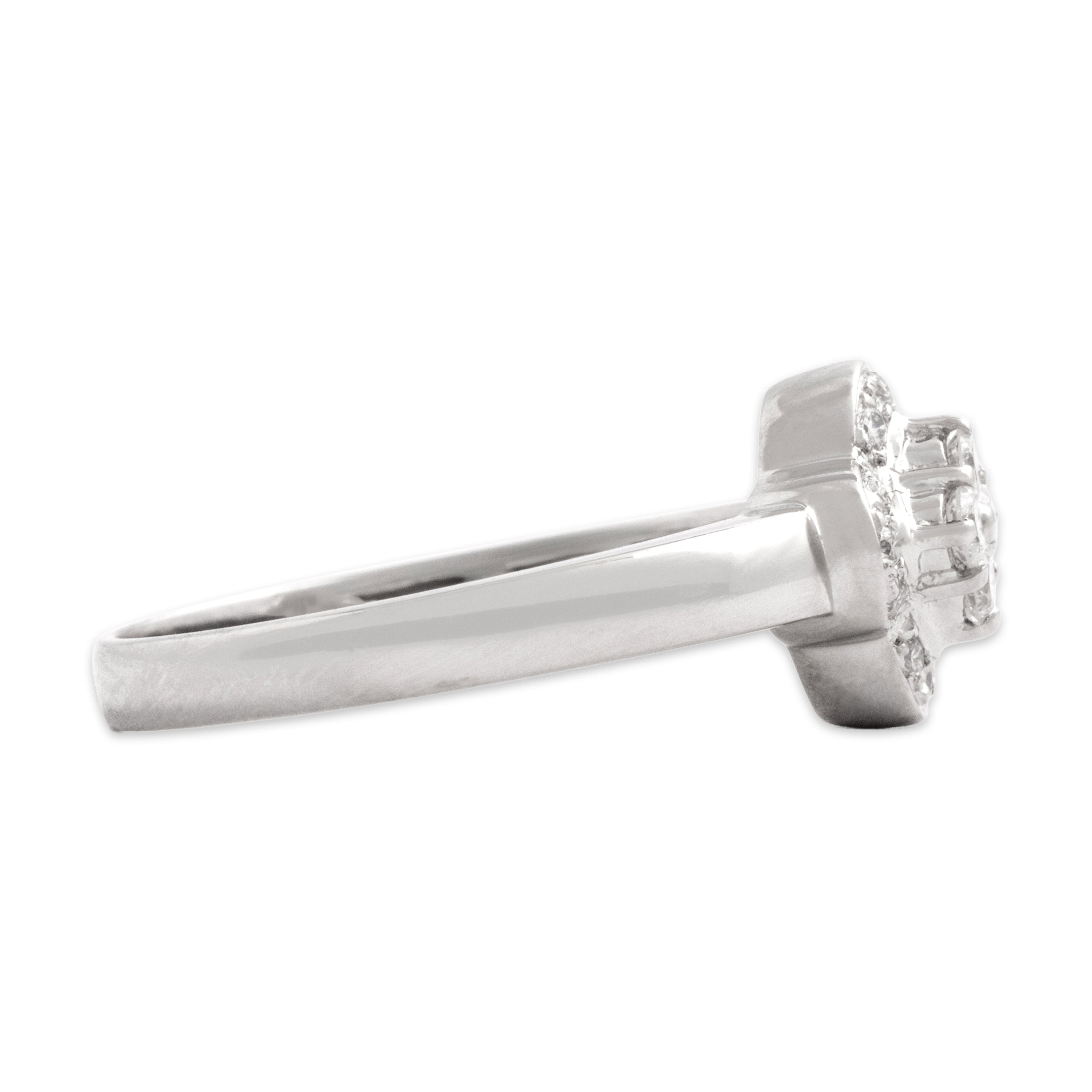 Estate 18k White Gold Diamond Chic Sparkling Quatrefoil Ring - Side view