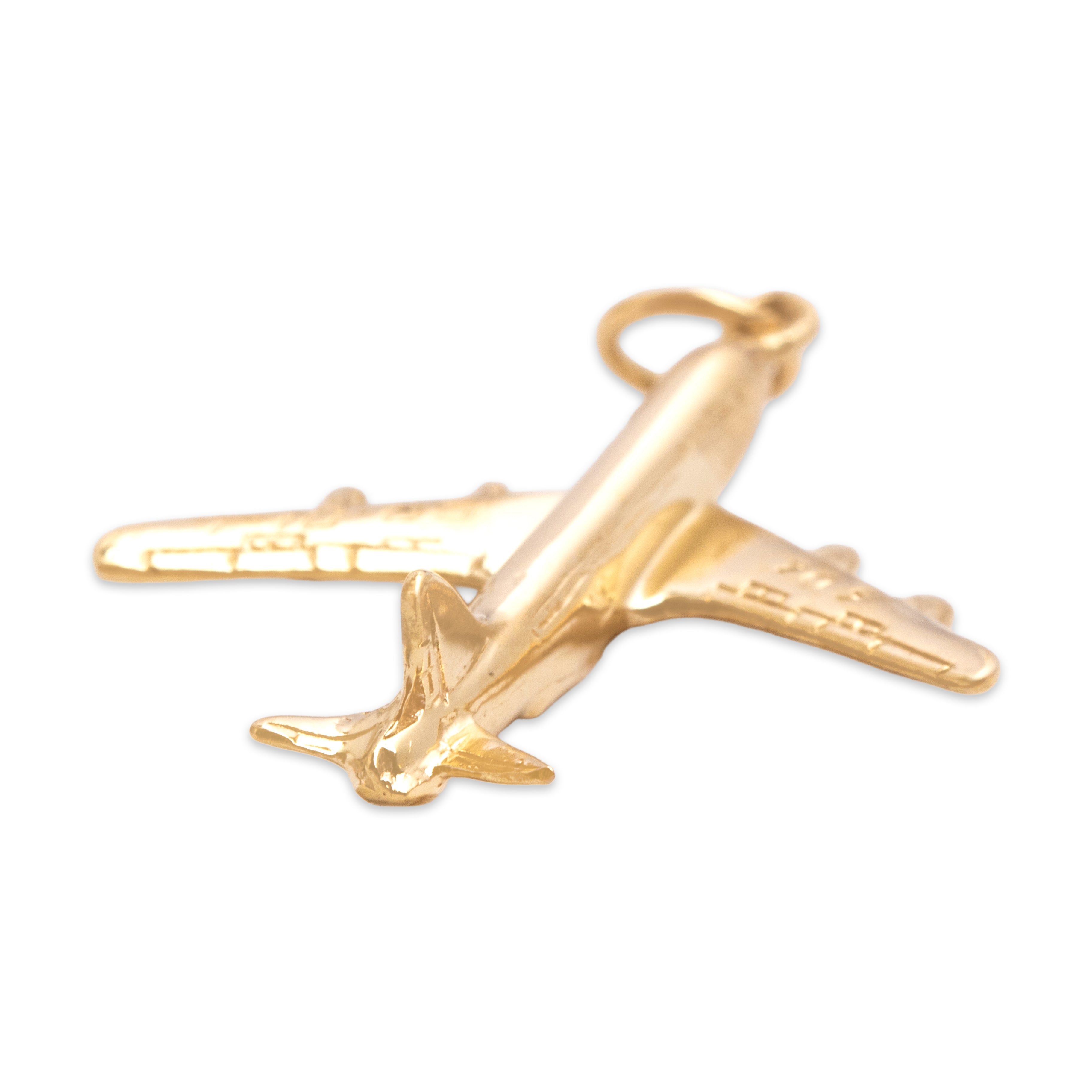 Vintage 14k Yellow Gold 707 Airplane Charm / Pendant - Overall view