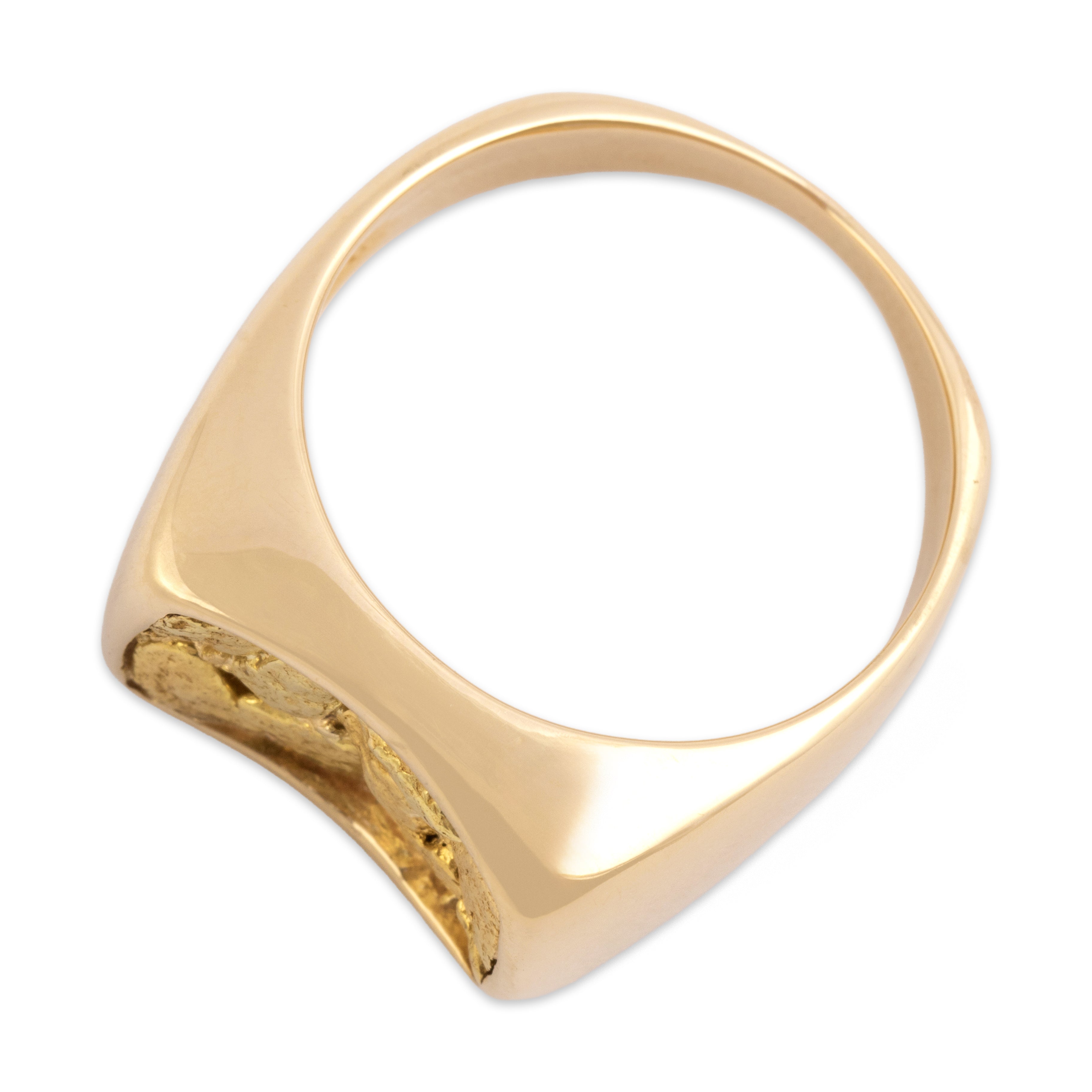 Vintage Heavy 14k & 22k Yellow Gold Naturalistic Nugget Ring - Overall view
