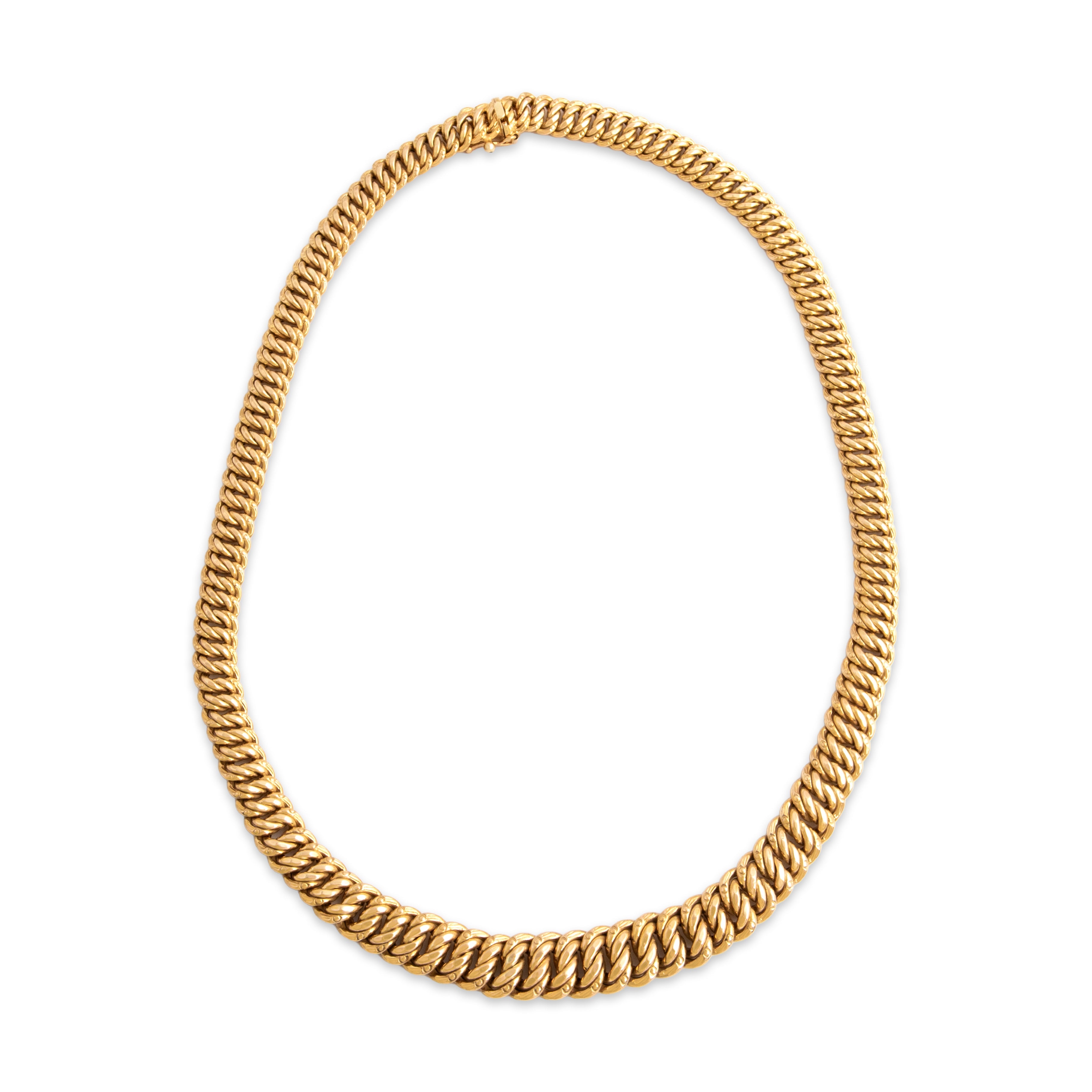 Vintage Italian 14k Yellow Gold Bold Graduated Flat Chain Necklace - Overall view