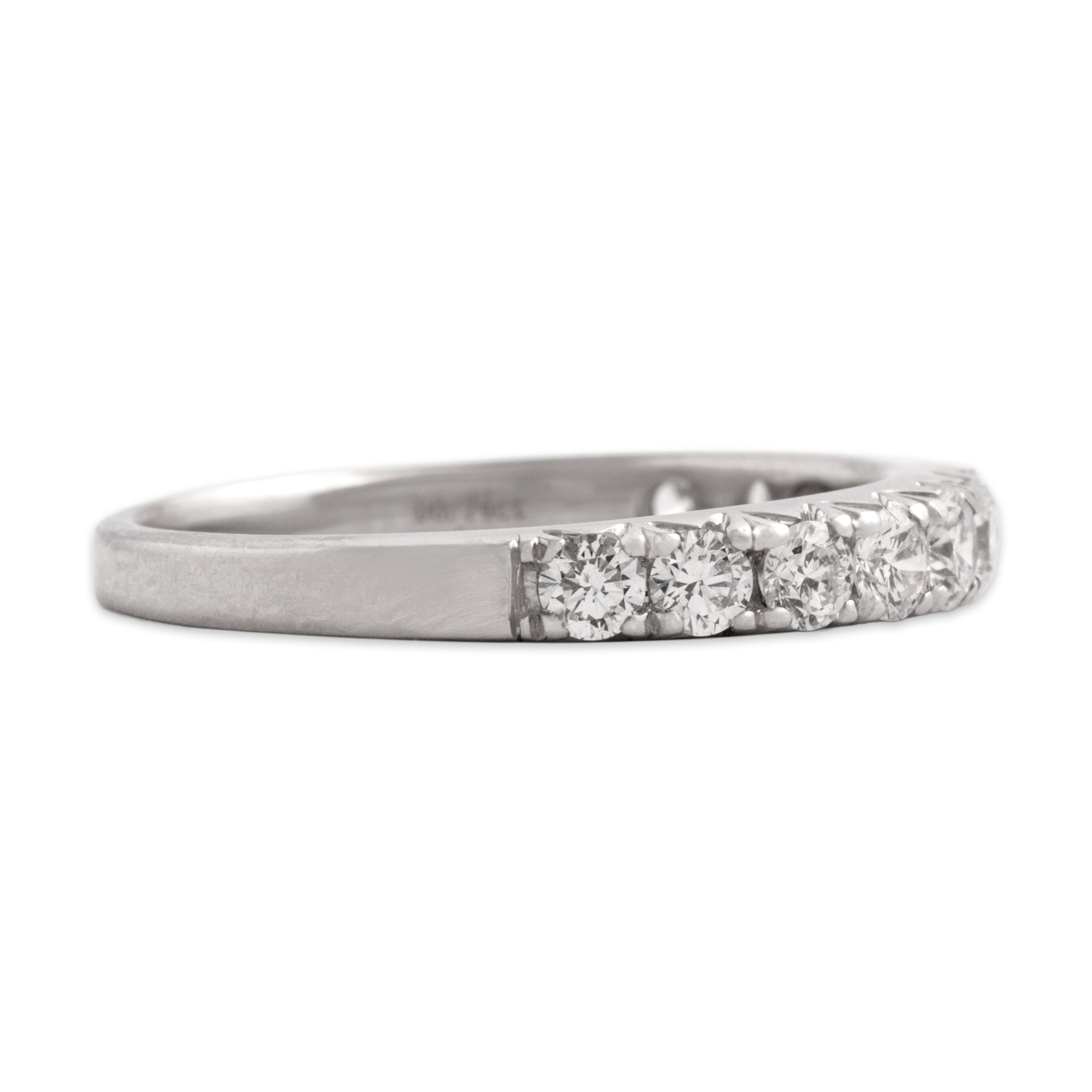 Estate 18k White Gold [Custom Carat] Graduated Sparkling Line Band Ring - Side view