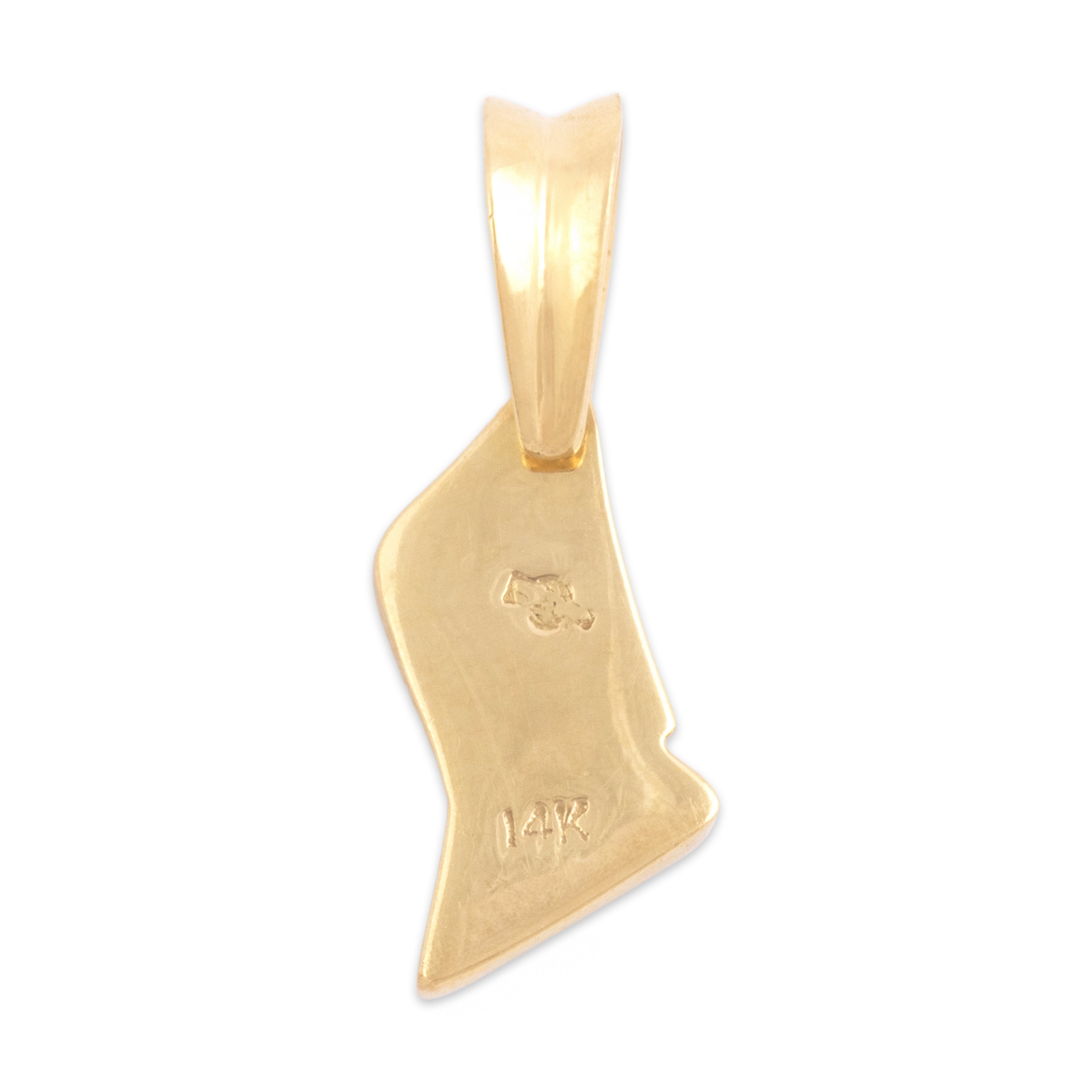 Vintage 14k Yellow Gold Larimar Funky Geoemtric Pendant - Back view
