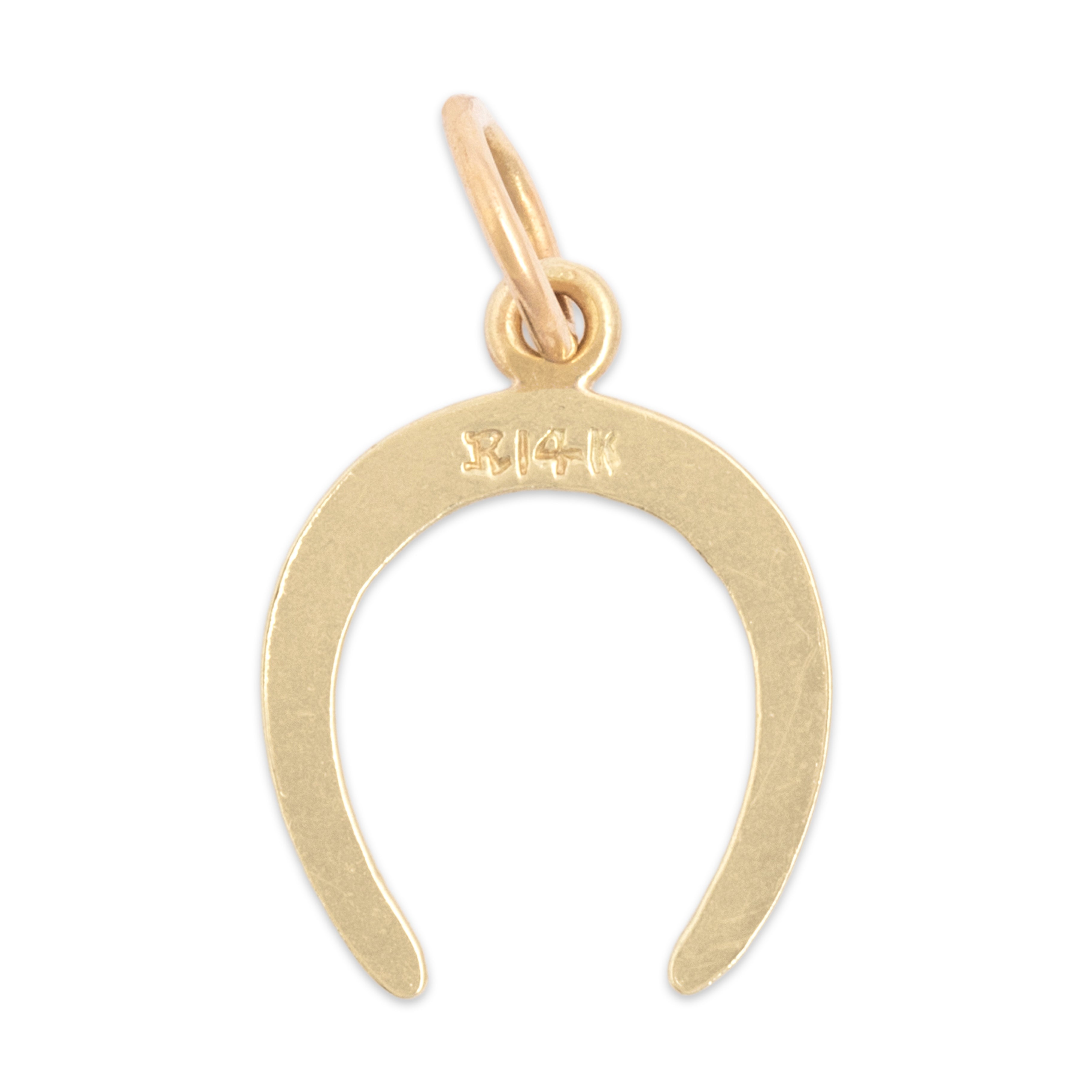Vintage Lightweight 14k Yellow Gold Lucky Horseshoe Charm / Pendant - Back view