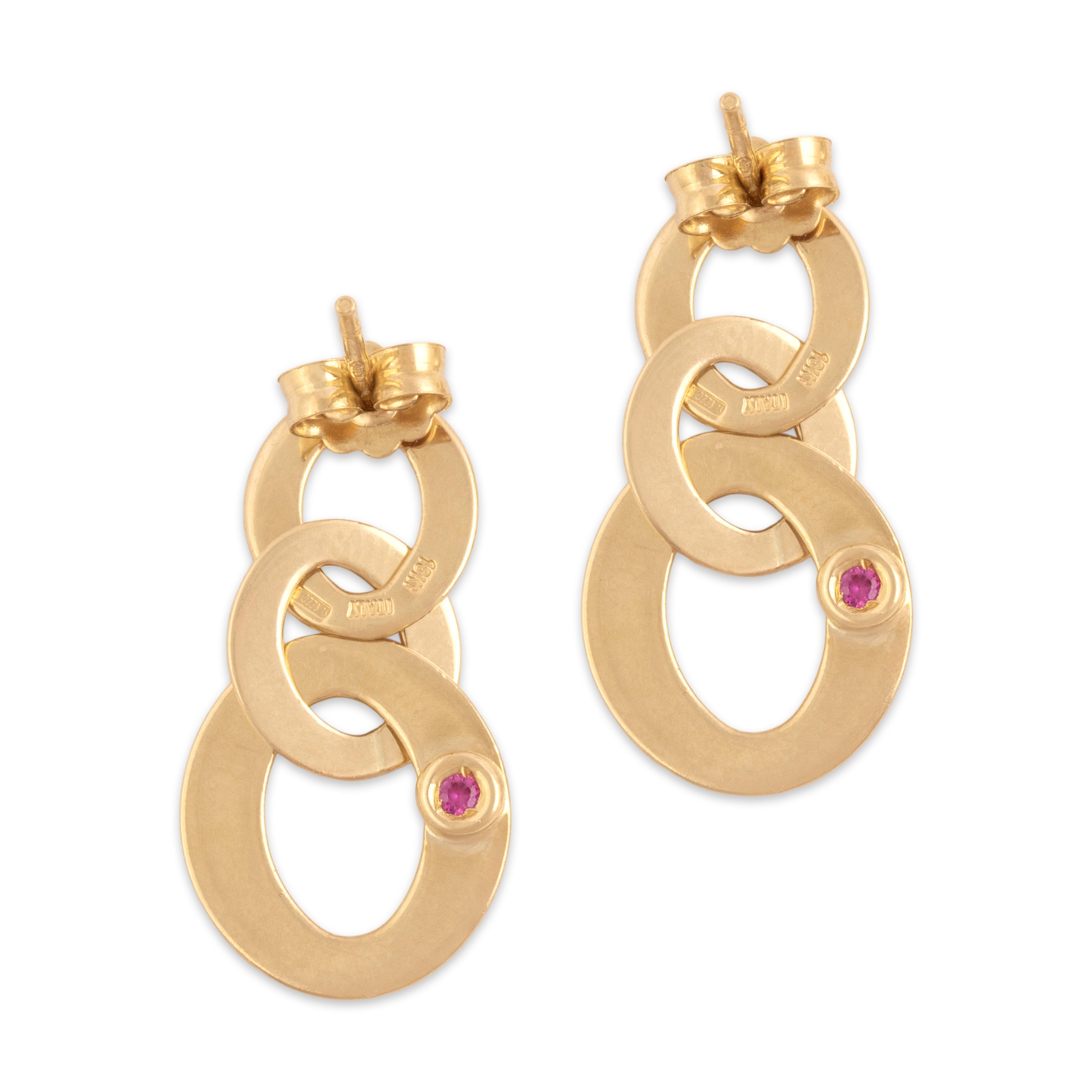 Estate Roberto Coin Italian 18k Yellow Gold Gleaming Oval Link Dangle Earrings - Back view