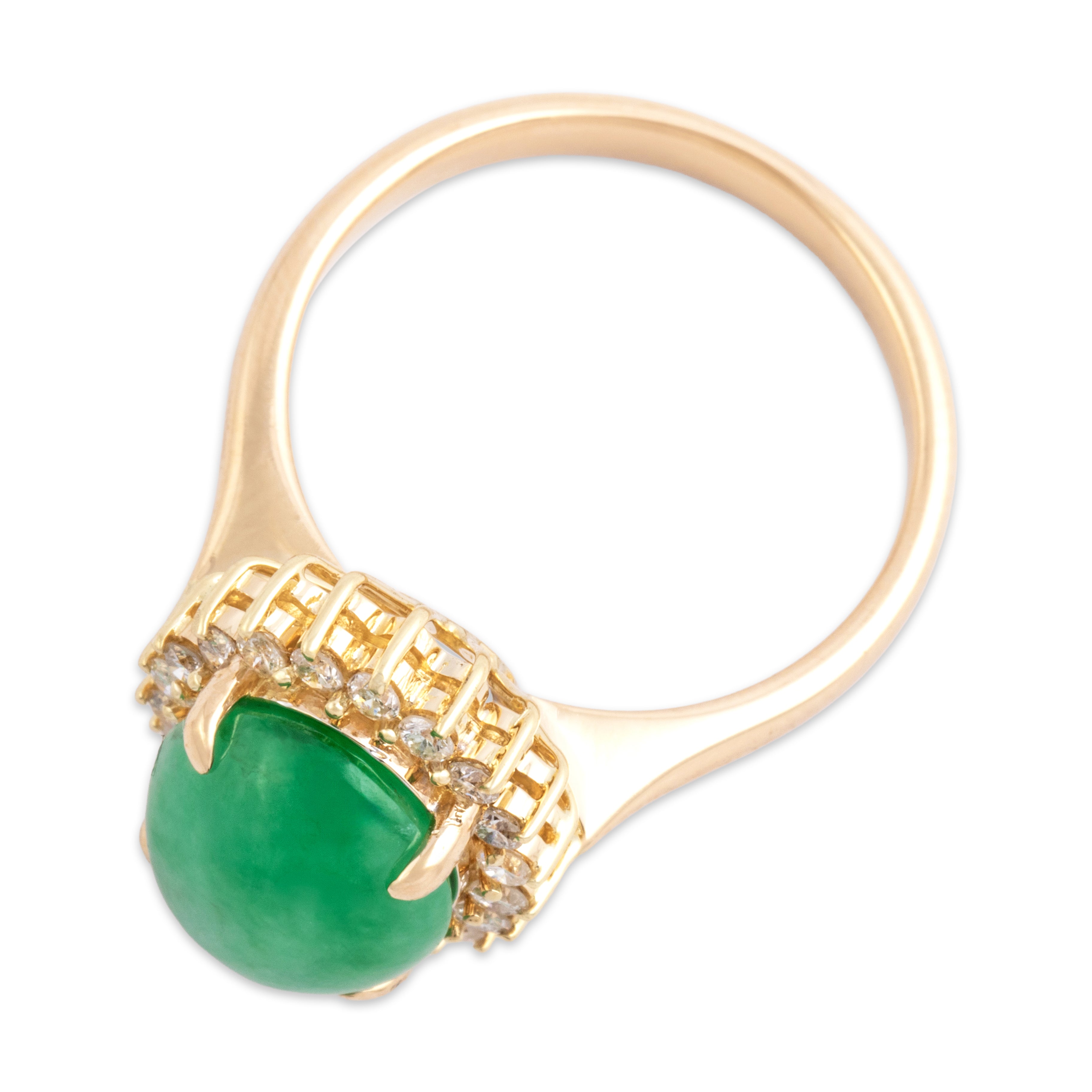 Vintage 14k Yellow Gold 3.53ct Jade Diamond Incredible Sparkling Halo Cocktail Ring - Overall view