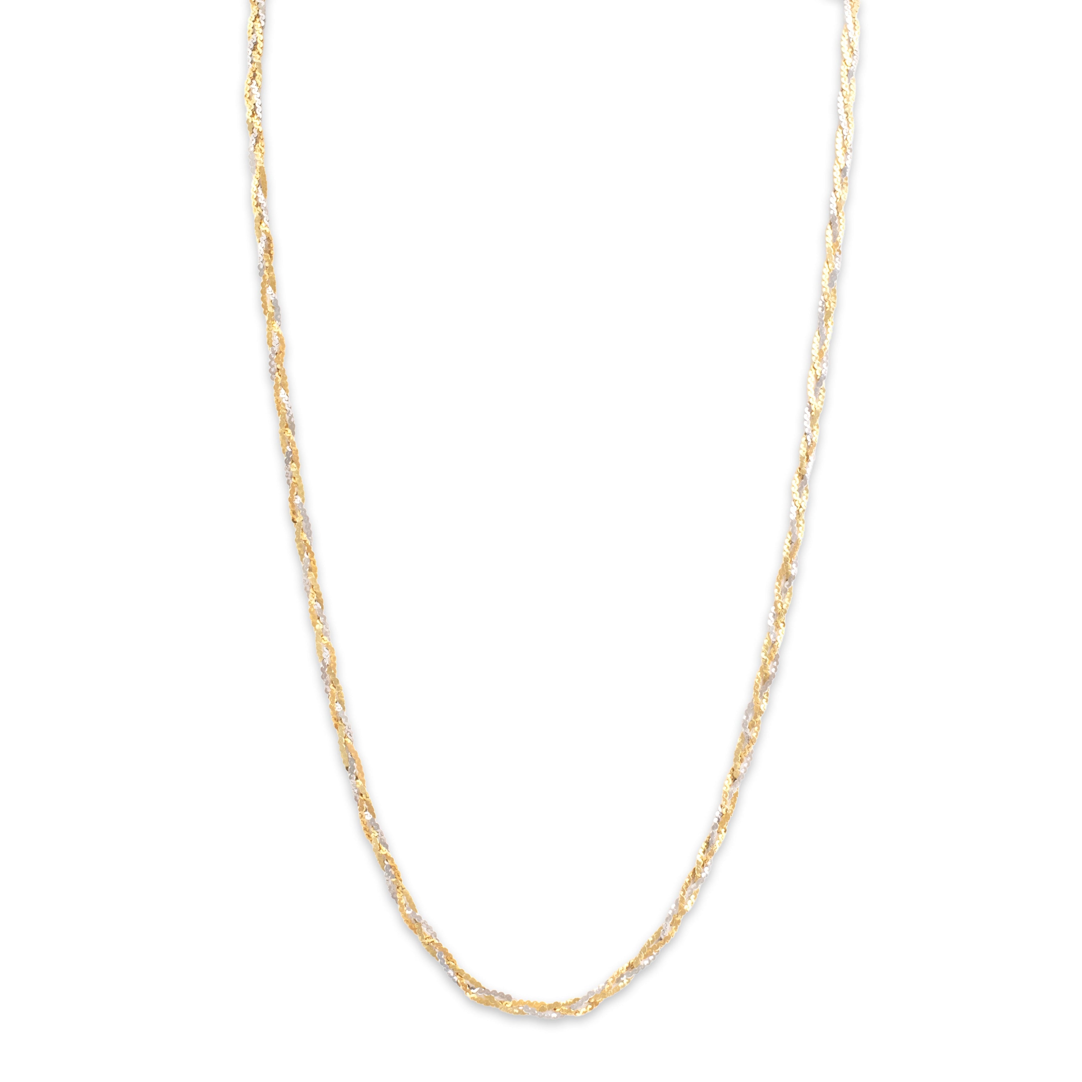 Vintage Italian 14k Yellow & White Gold Braided Serpentine Chain Necklace - detail view #1