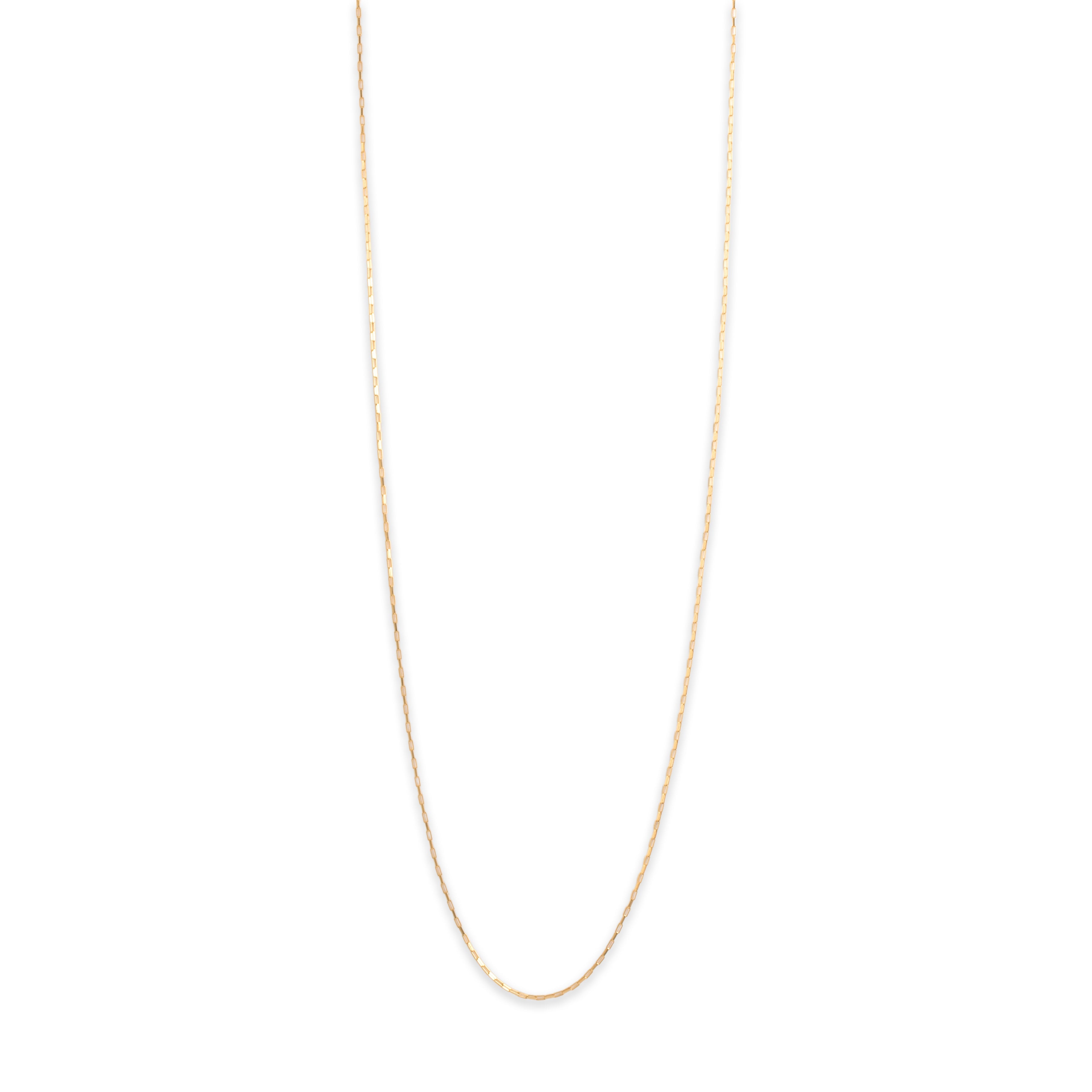 Vintage Italian 14k Yellow Gold 1.2mm Sleek Long Delicate Rectangular Link Chain - detail view #1