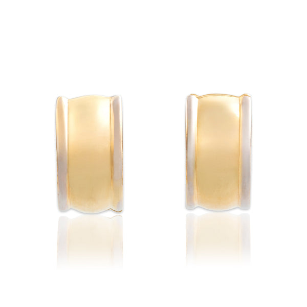 Vintage Small 14k Yellow & White Gold Classic Dome Hoop Earrings