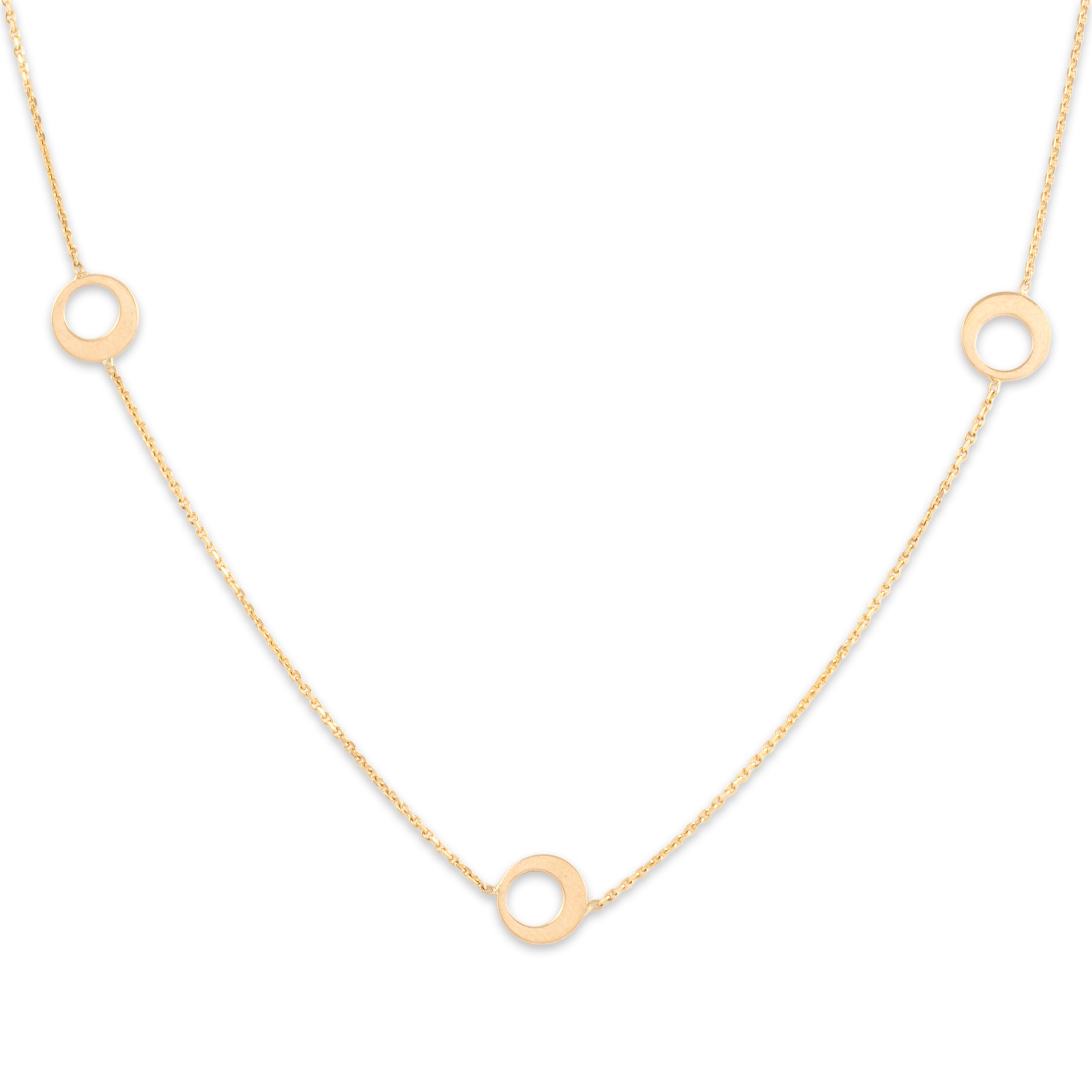 Estate 14k Yellow Gold Funky Open Disc Adjustable Necklace - detail view #1