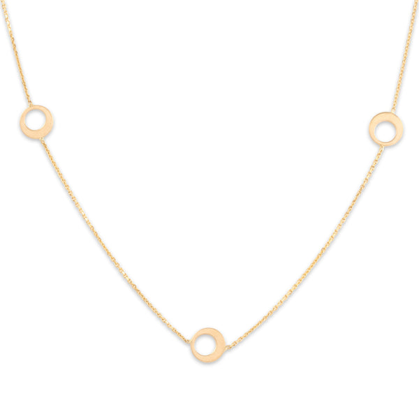 Estate 14k Yellow Gold Funky Open Disc Adjustable Necklace 16-18