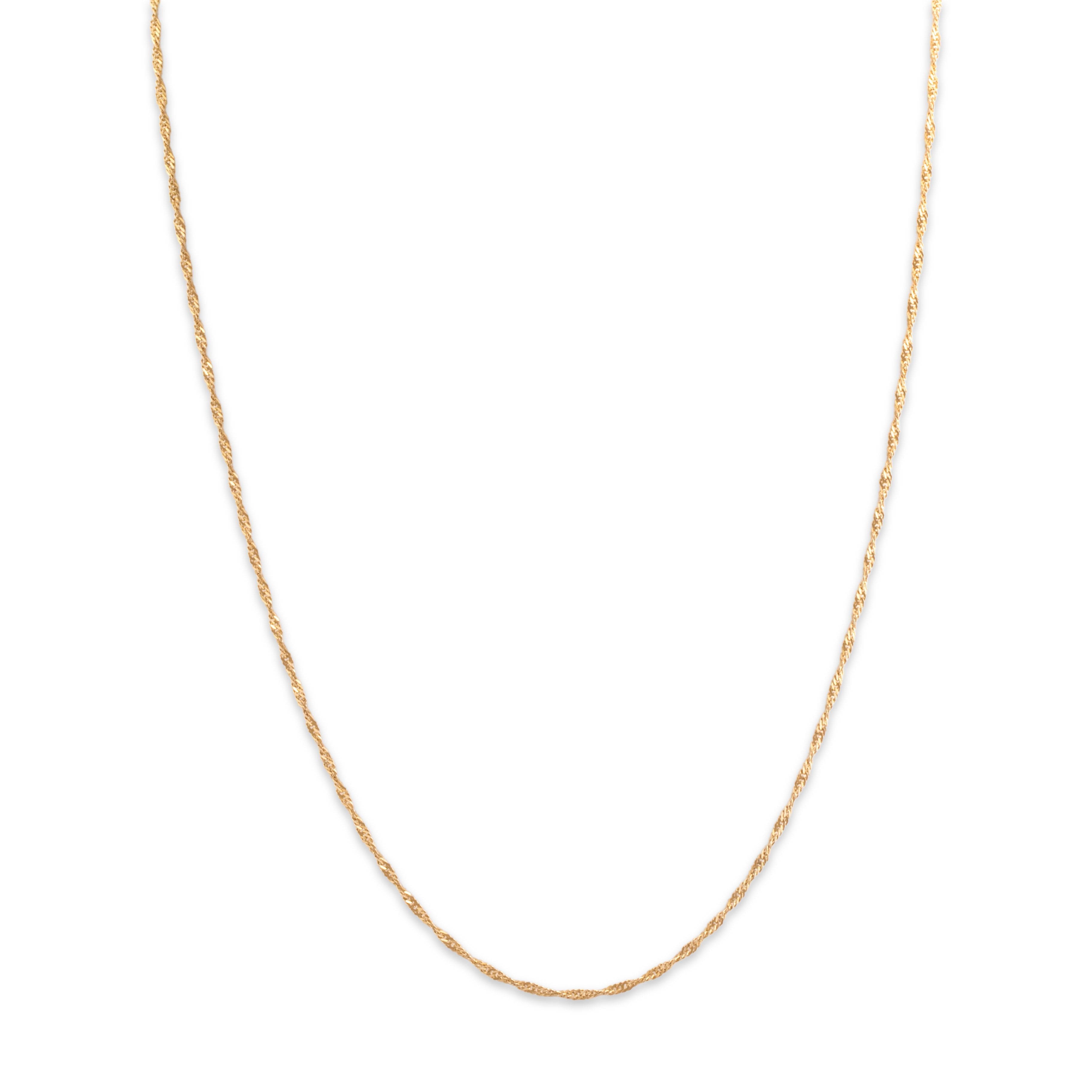 Vintage Italian Lightweight 10k Yellow Gold 1.3mm Flashing Spiral Link Chain - detail view #1