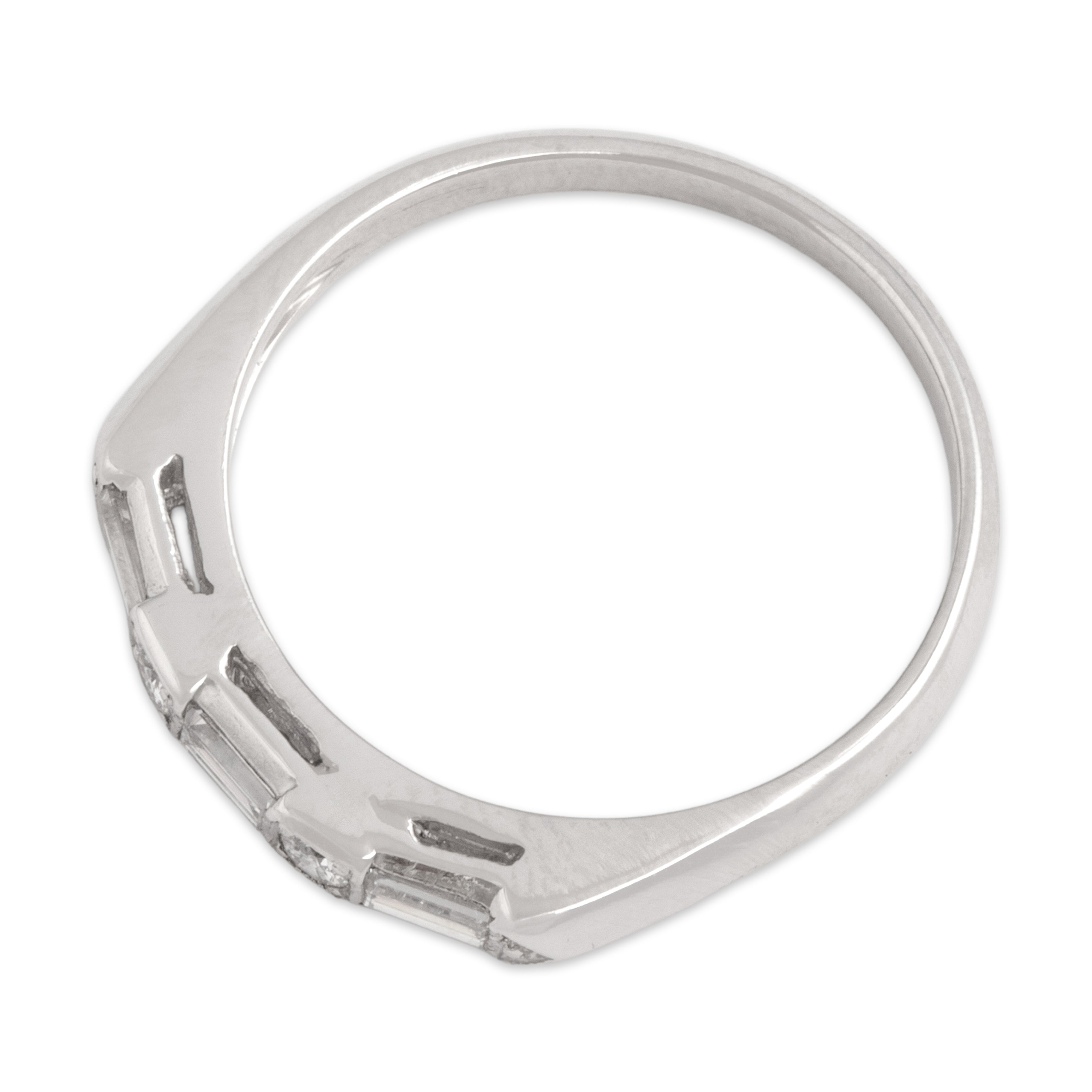Vintage Platinum Diamond Elegant Mixed-Cut Line Band Ring - Overall view