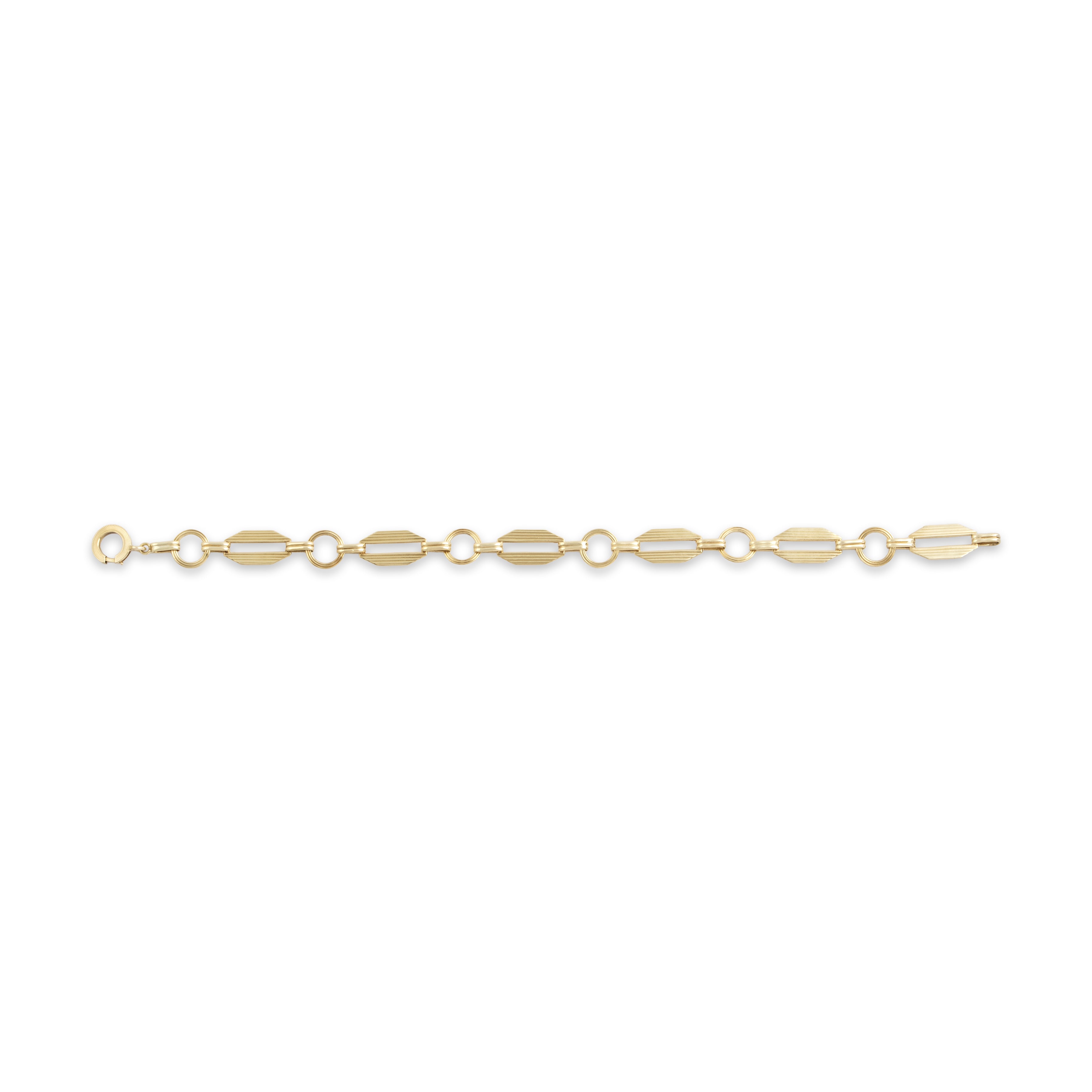 Vintage 14k Yellow Gold Textured Geometric Link Bracelet - Overall view
