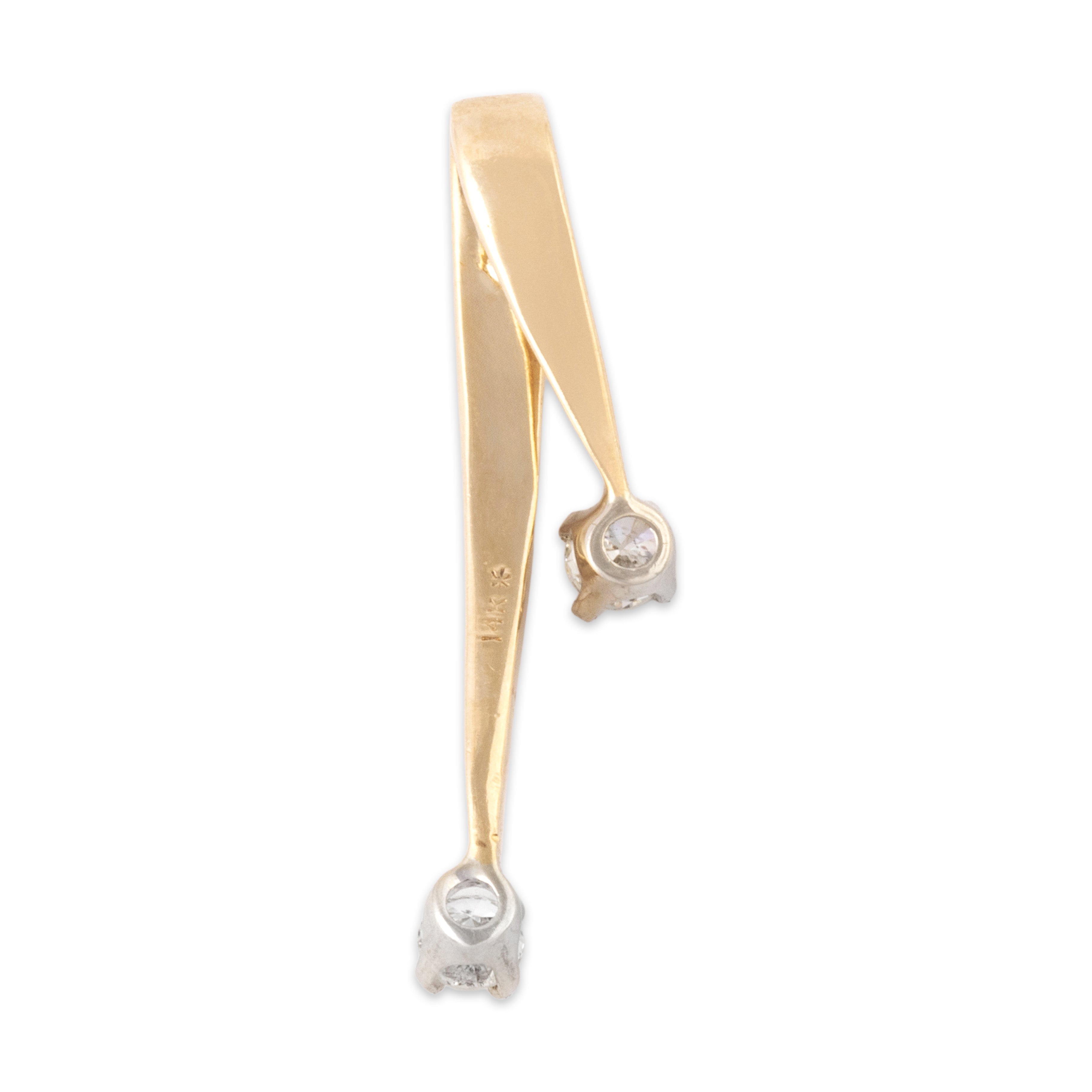 Vintage 14k Yellow Gold Diamond Chic Duo Slide Pendant - Back view