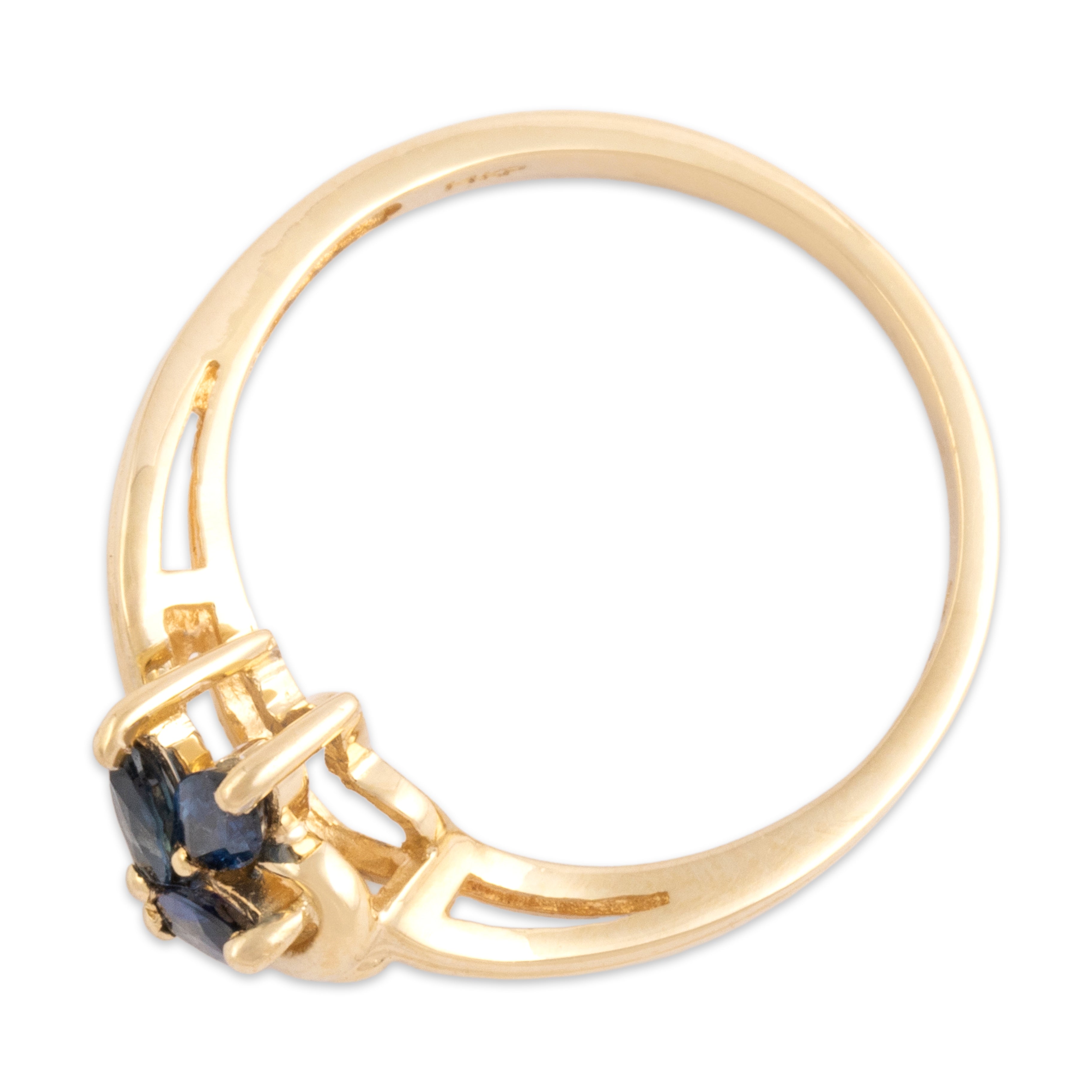 Vintage 14k Yellow Gold Blue Sapphire Diamond Fantastic Flourish Ring - Overall view