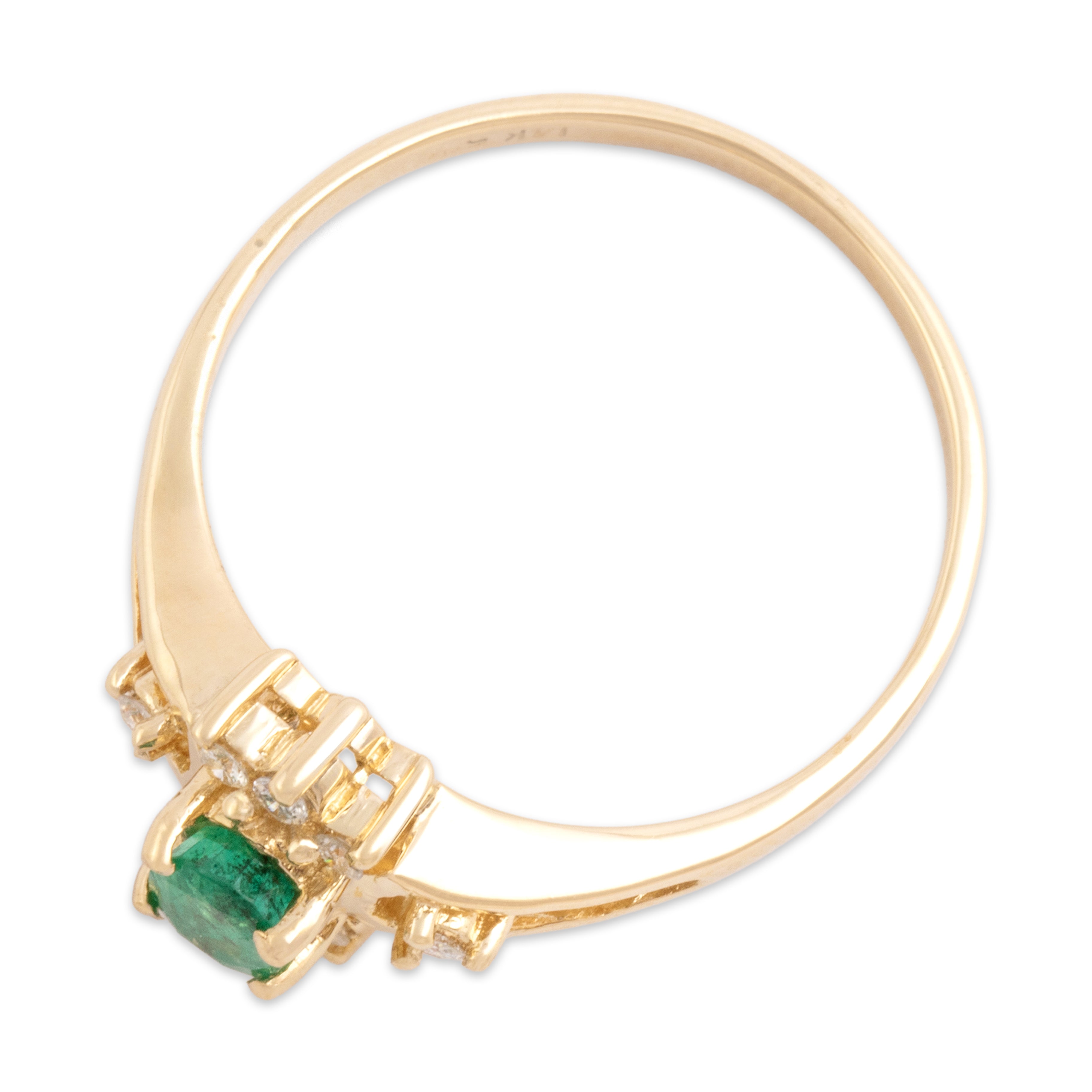 Vintage 14k Yellow Gold Emerald Diamond Fantastic Burst Halo Ring - Overall view