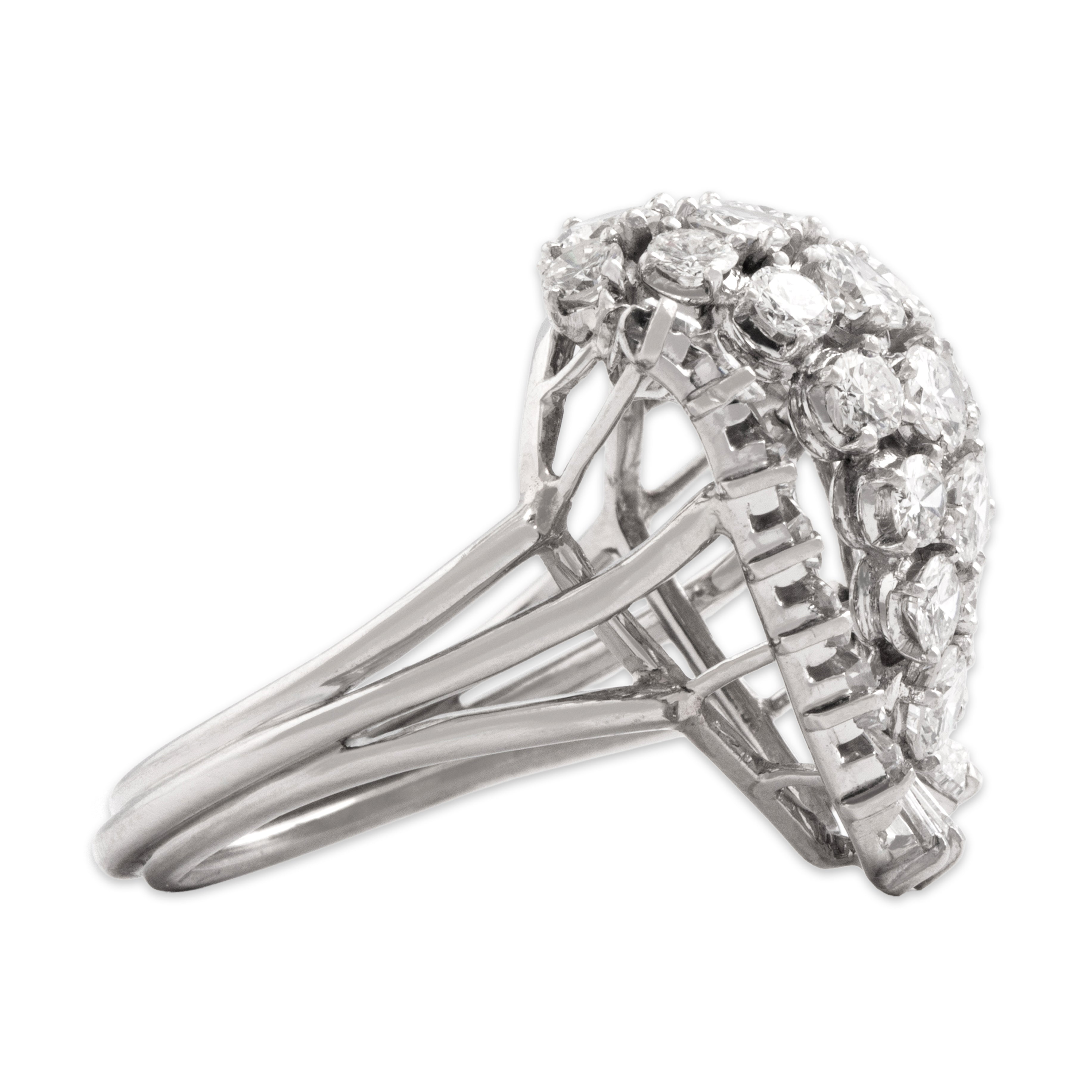 Vintage Platinum 4.95cttw Diamond Oversized Spectacular Geometric Cluster Ring - Side view
