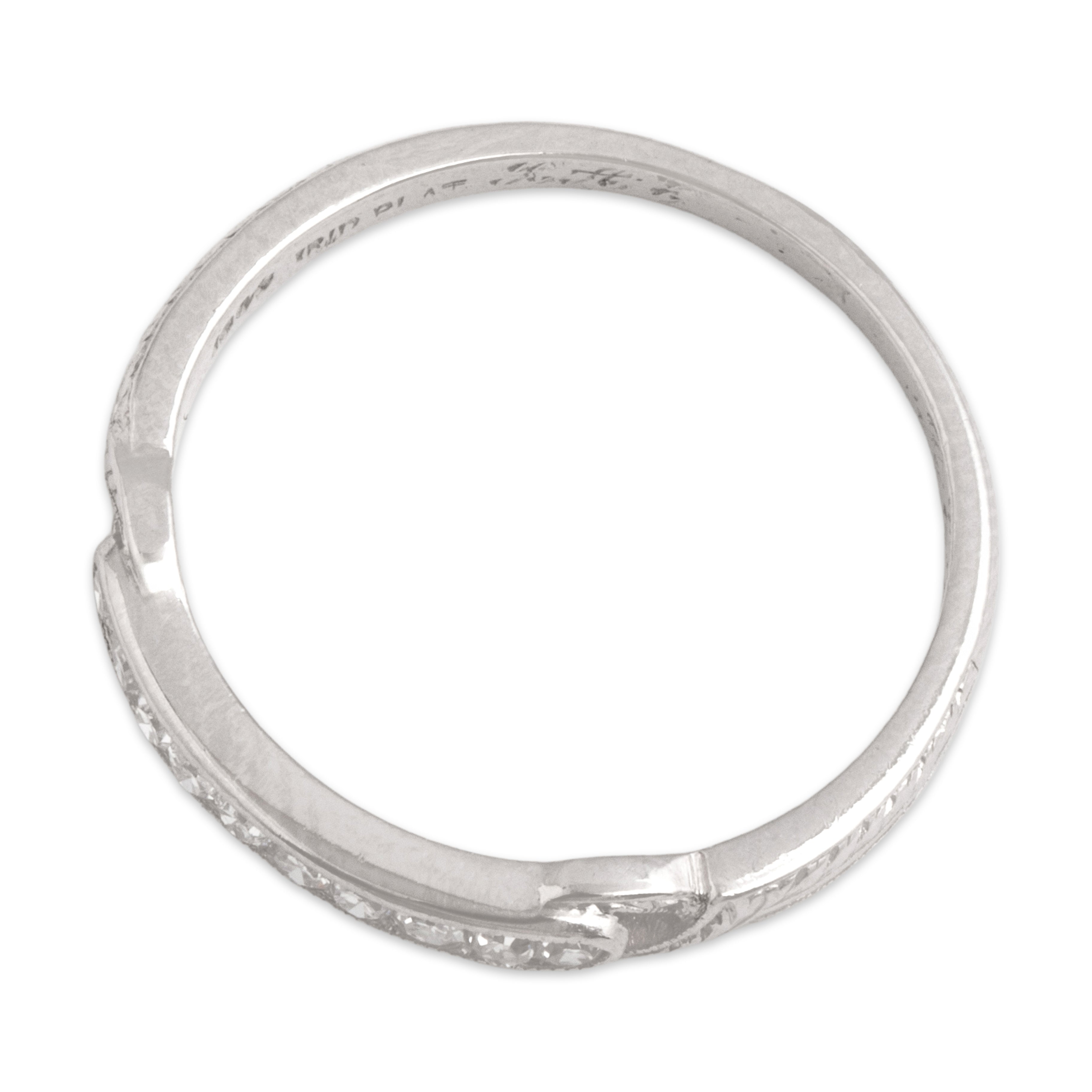 Antique Platinum Diamond Dazzling Accented Line Band Ring - Overall view