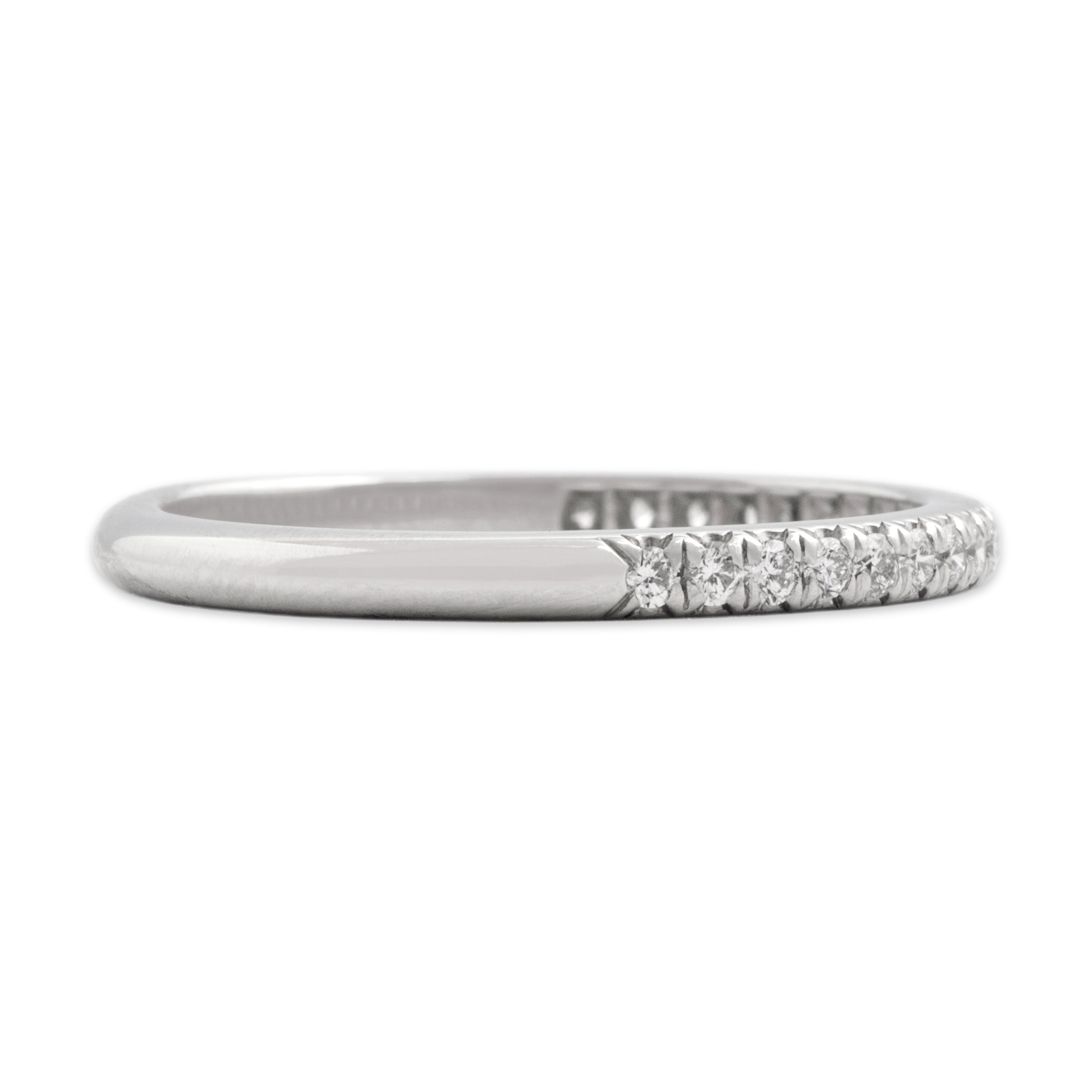 Estate Tiffany & Co. Platinum Diamond Classic Elegant Band Ring - Side view