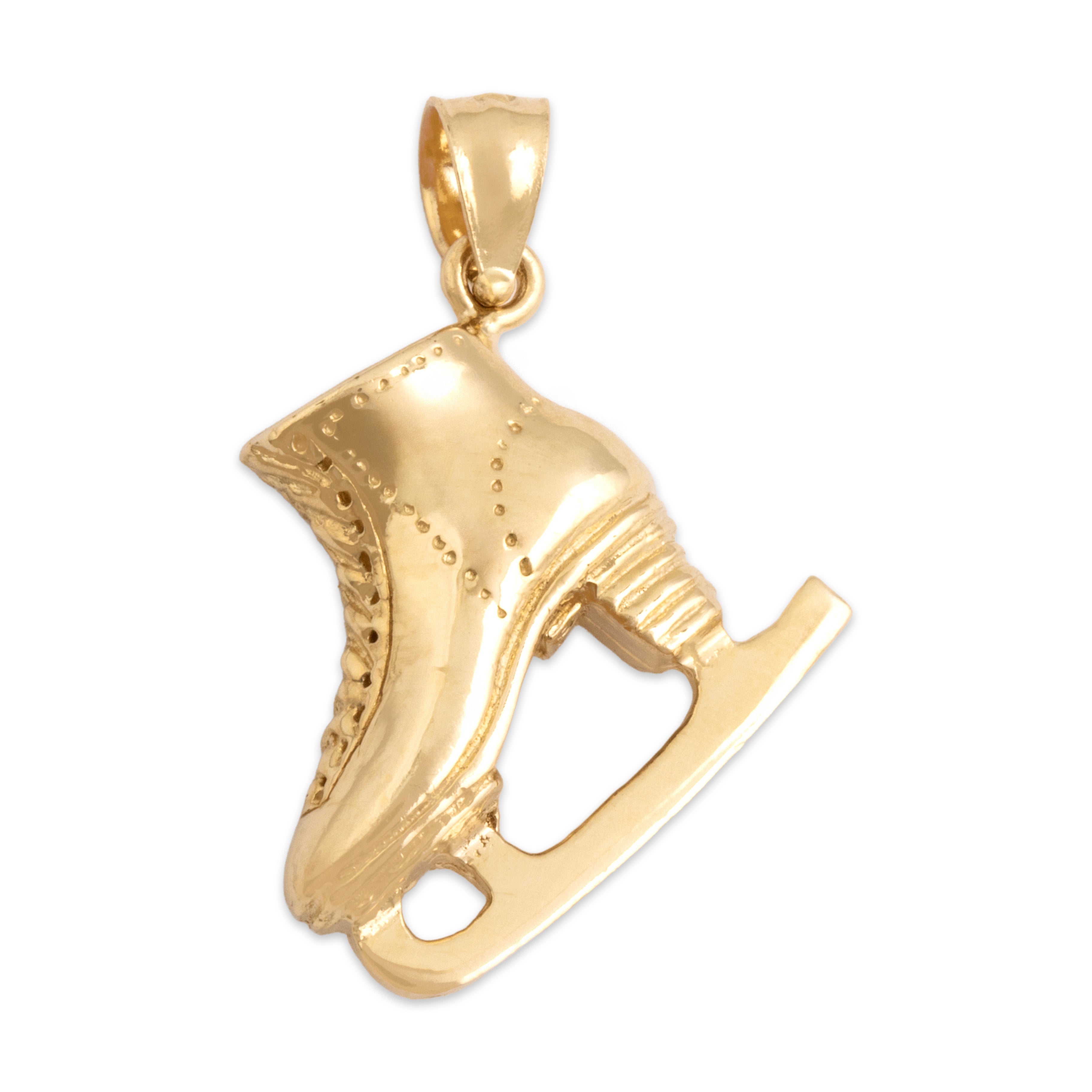 Vintage 14k Yellow Gold Graceful Ice Skate Charm / Pendant - Overall view