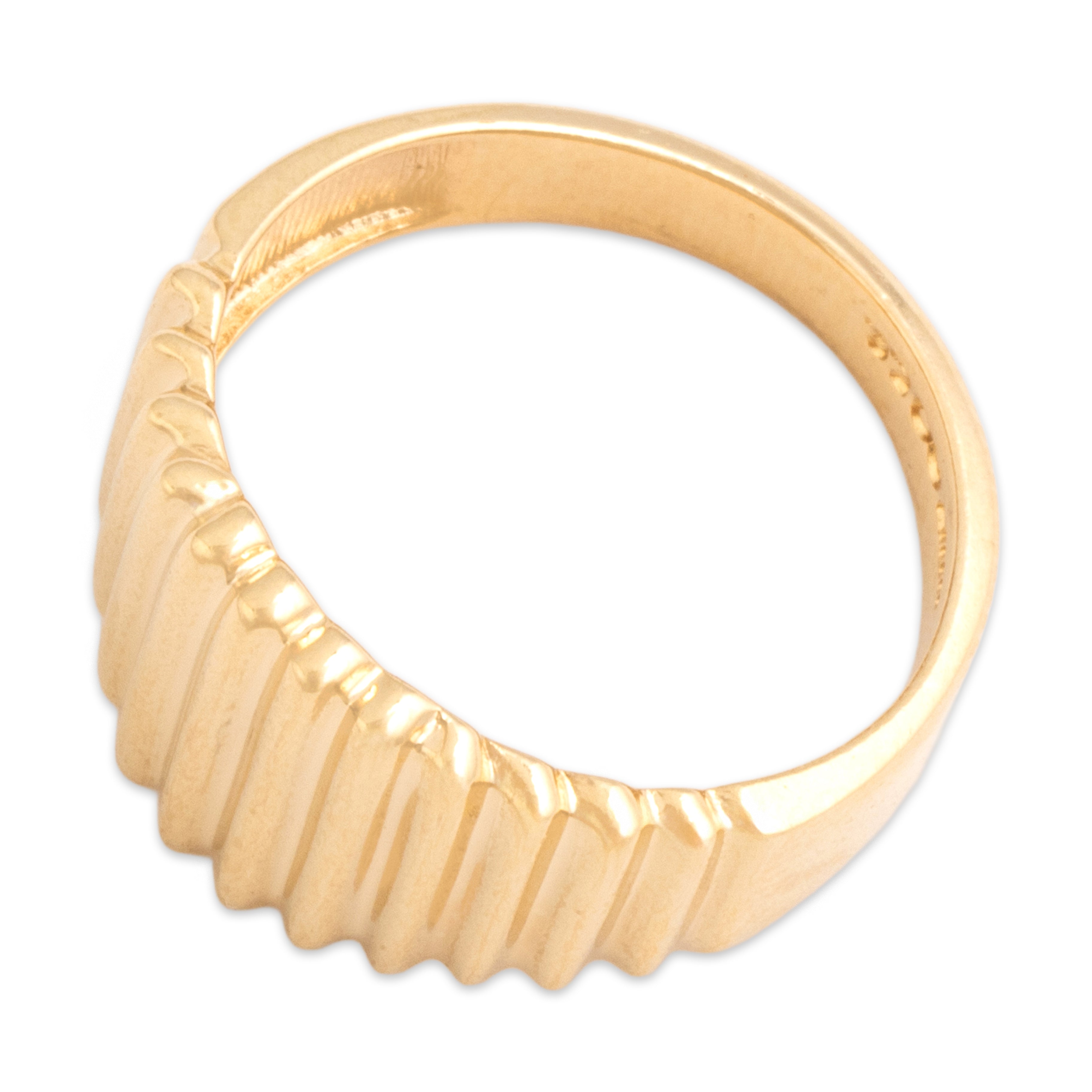 Vintage 14k Yellow Gold Graduated Ribbed Band Ring - Overall view