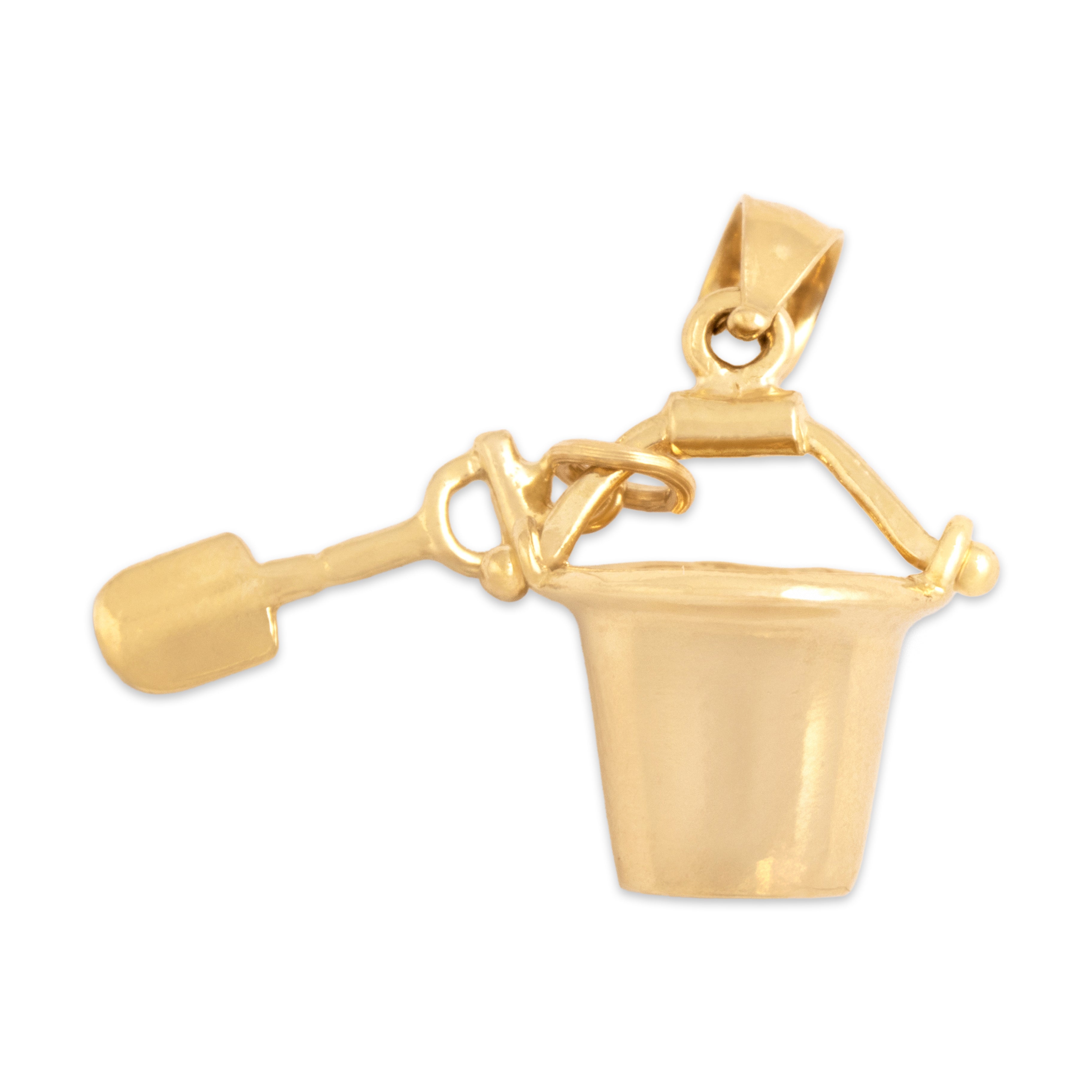Vintage 14k Yellow Gold Playful Beach Bucket And Pail Charm / Pendant - detail view #1