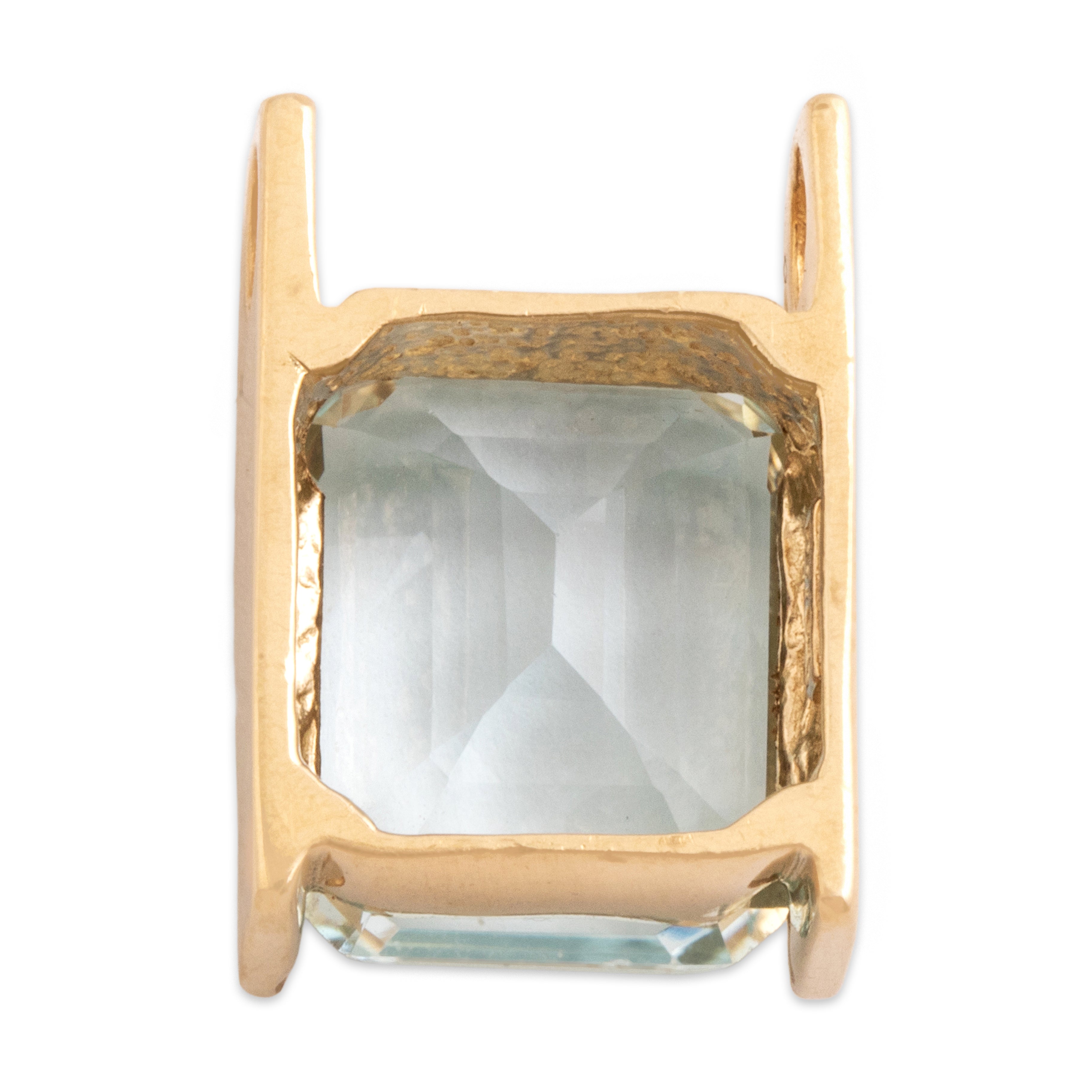 Vintage 10k Yellow Gold 5.69ct Aquamarine Chic Suspended Solitaire Slide Pendant - Back view