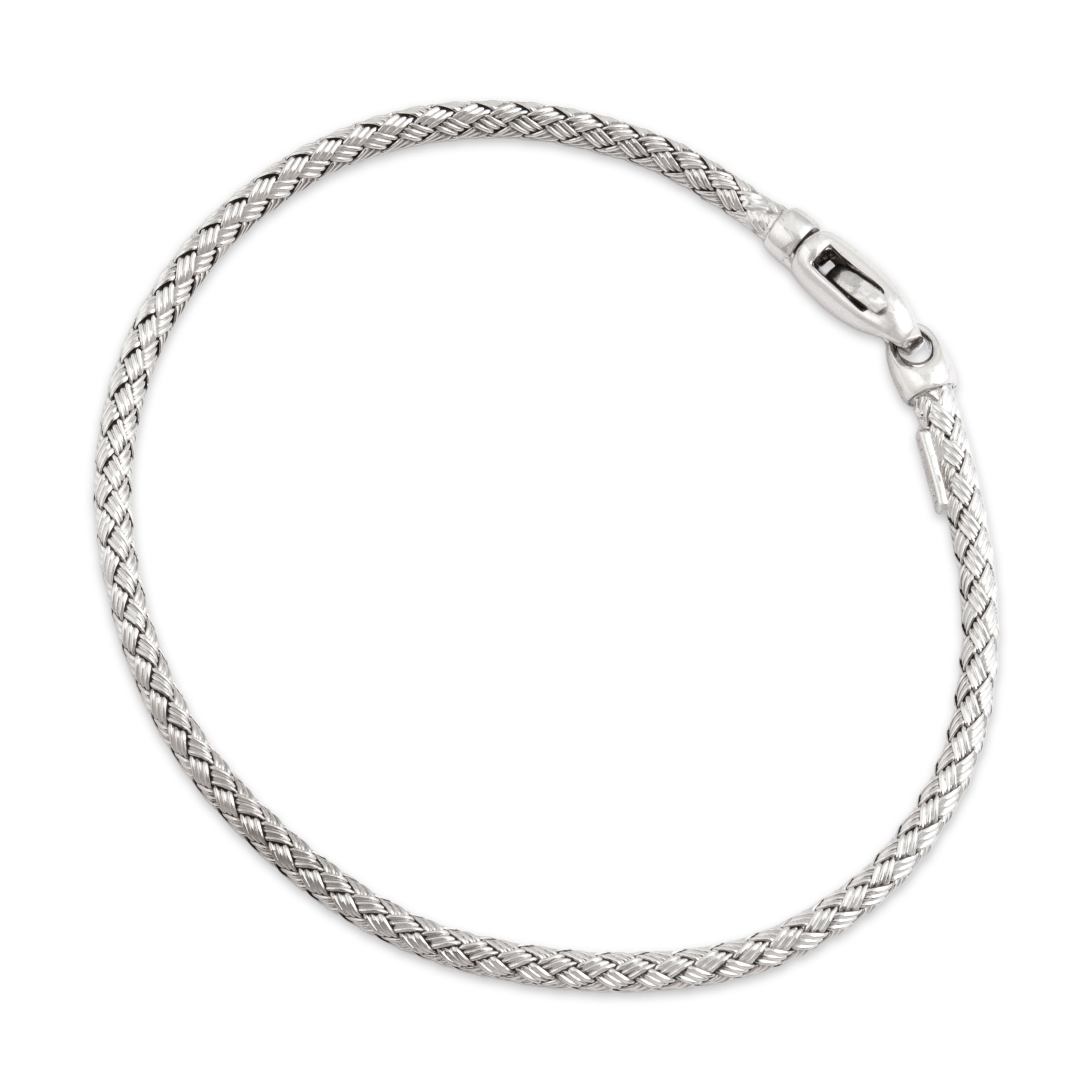Vintage Italian 14k White Gold Fantastic Rounded Braided Bracelet - Overall view
