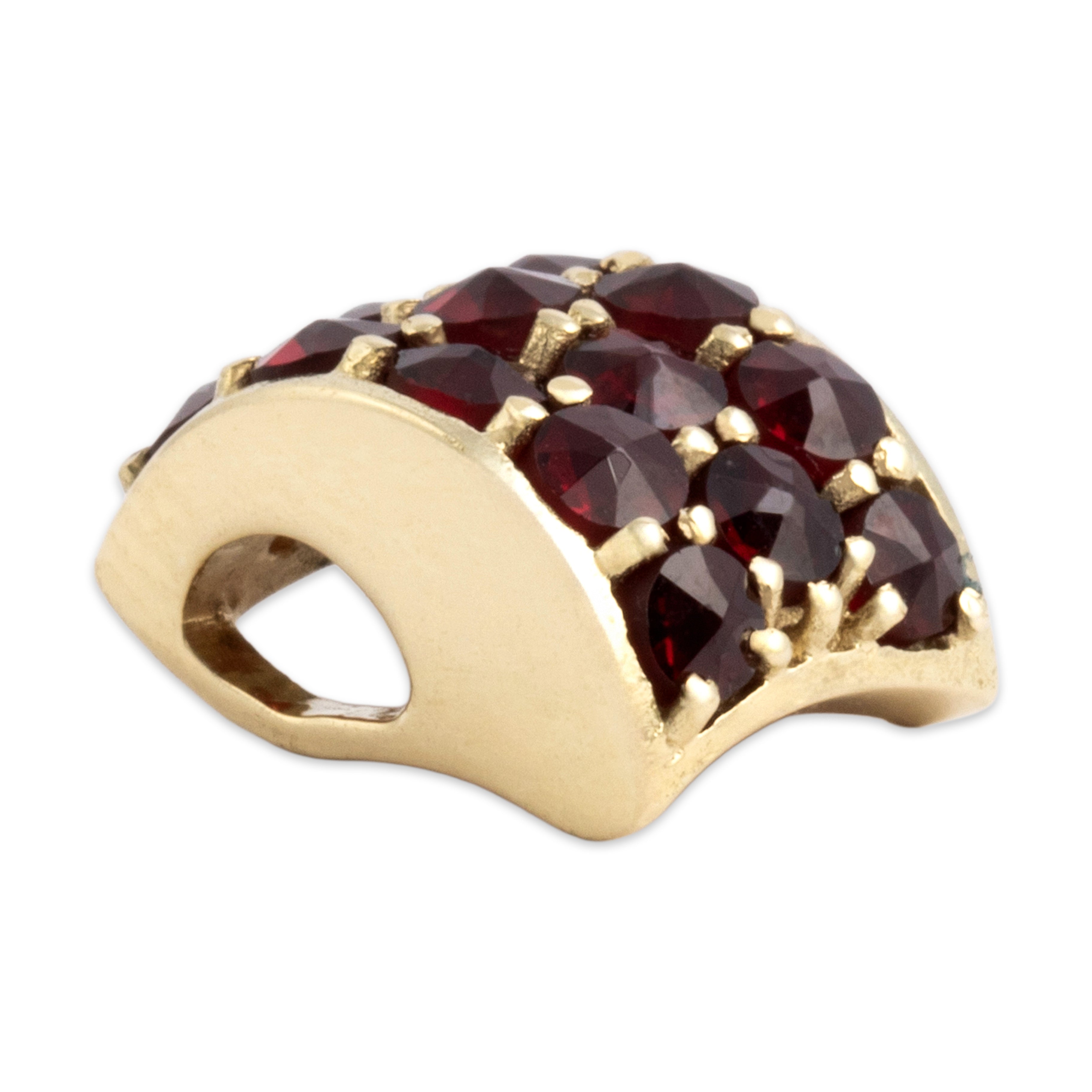 Vintage 14k Yellow Gold .68cttw Garnet Bold Spiked Slide Pendant - Side view