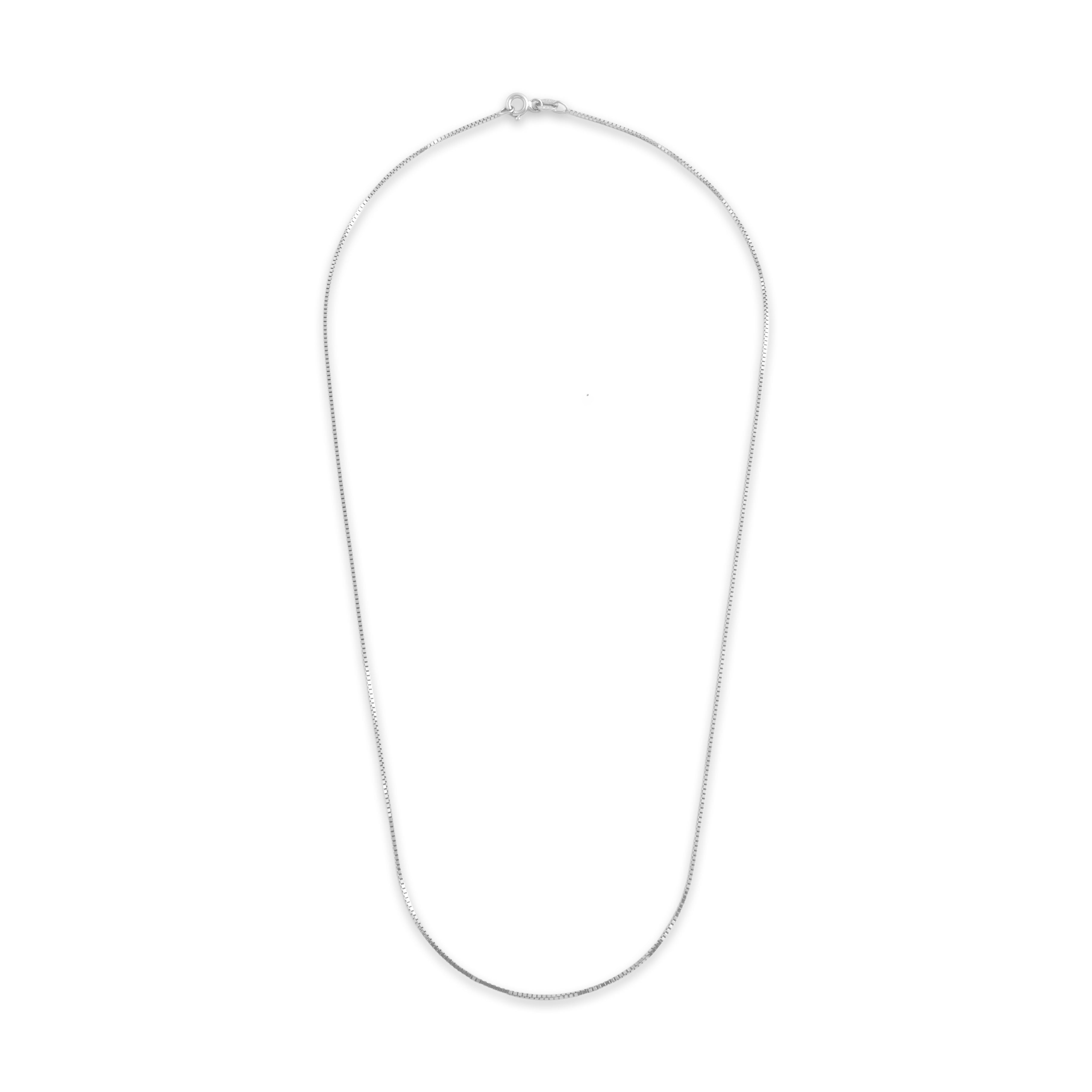 Vintage Italian 14k White Gold .8mm Sleek Box Chain - Overall view