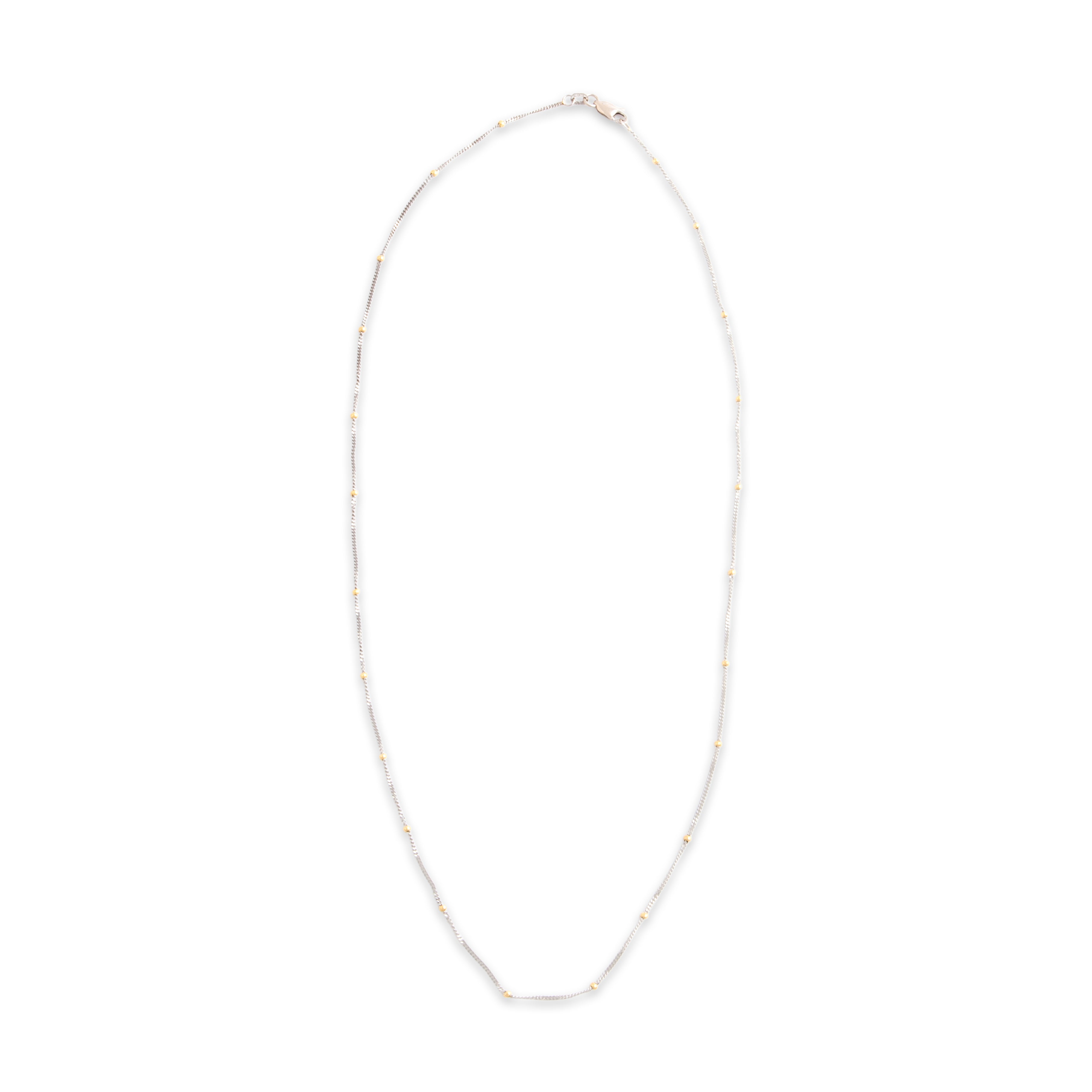 Vintage 14k White & Yellow Gold 1mm (Chain), 1.8mm (Bead) Sleek Cable Bead Satellite Chain - Overall view