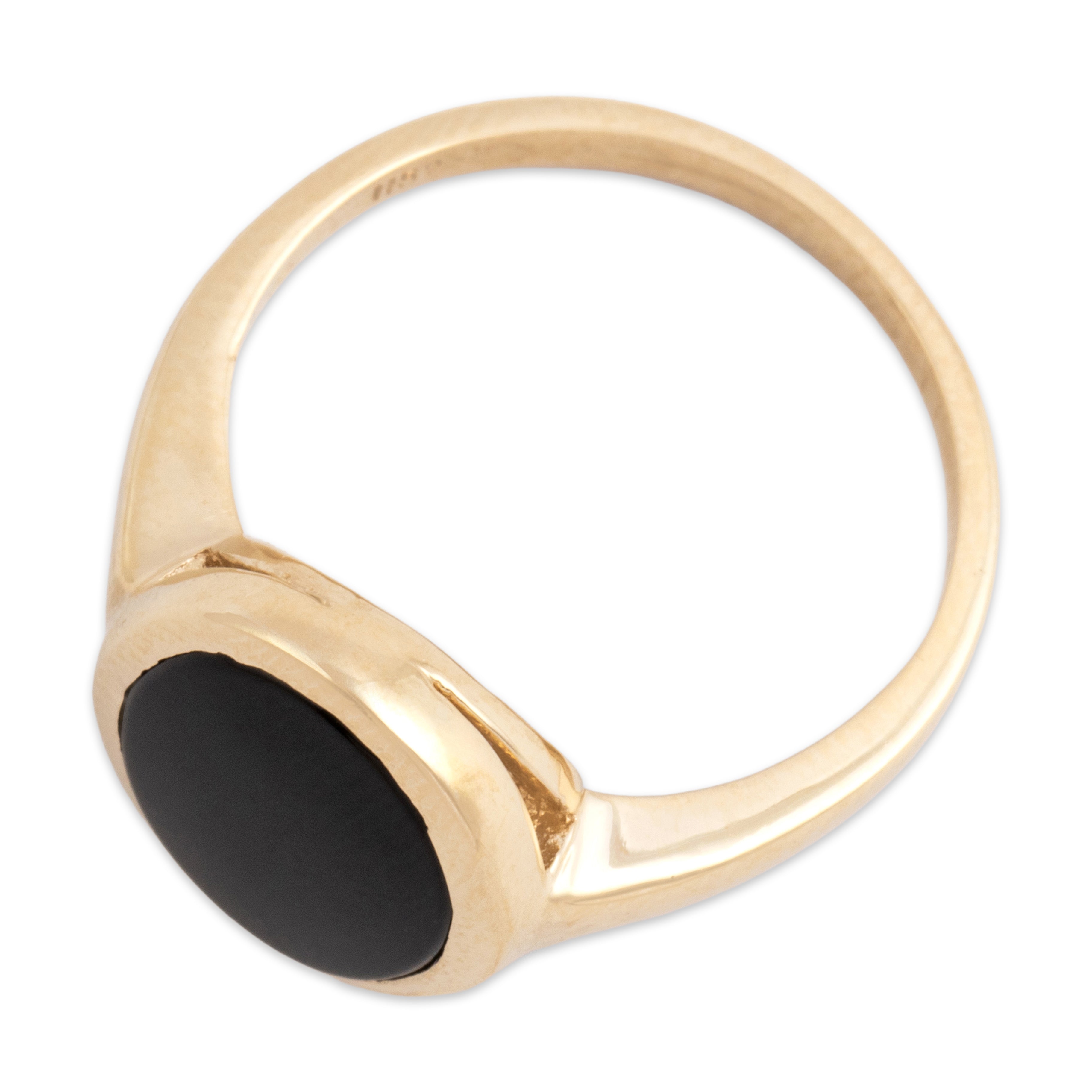 Vintage 10k Yellow Gold 1.64ct Onyx Sleek Oval Bezel Ring - Overall view