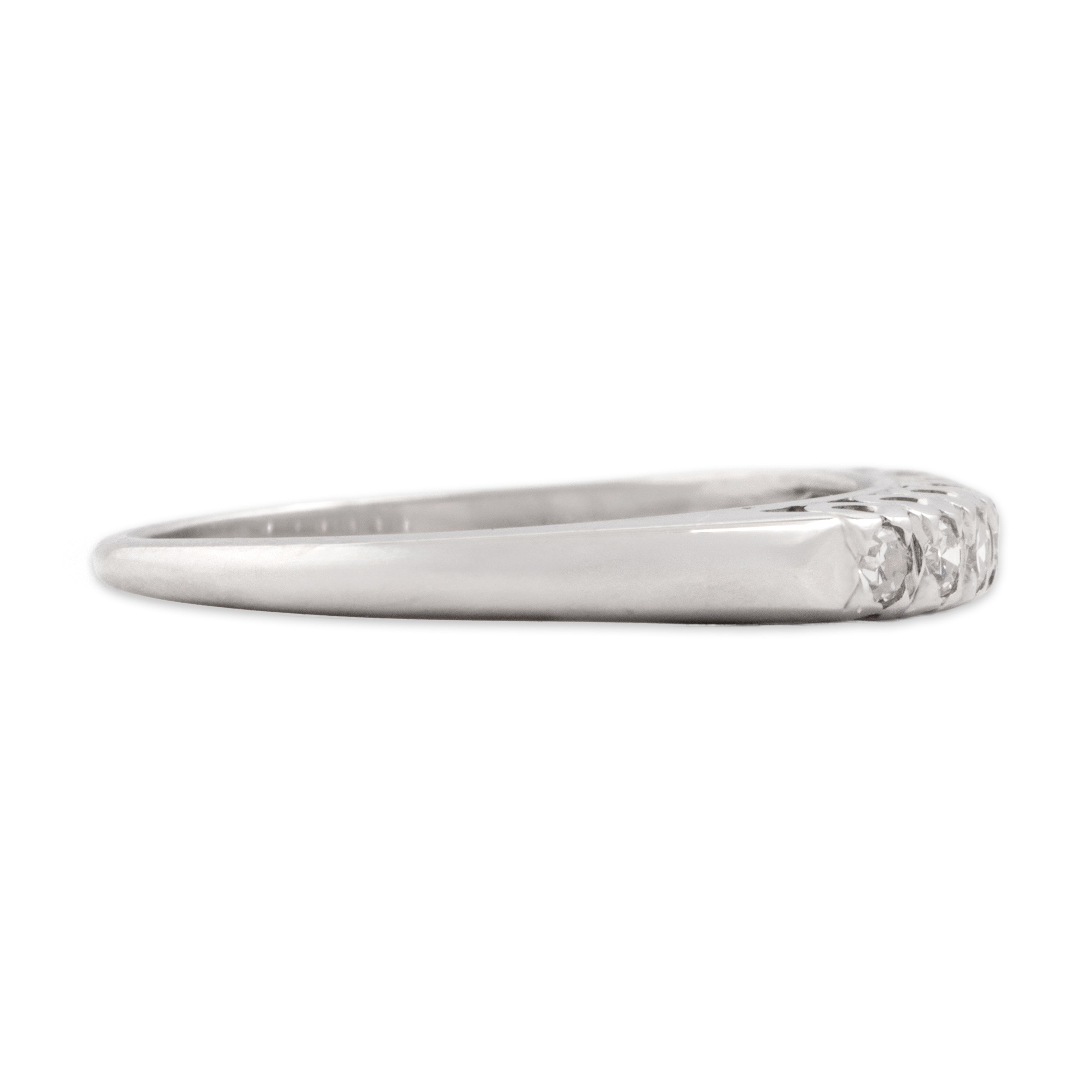 Vintage 14k White Gold Diamond Dazzling Classic Band Ring - Side view