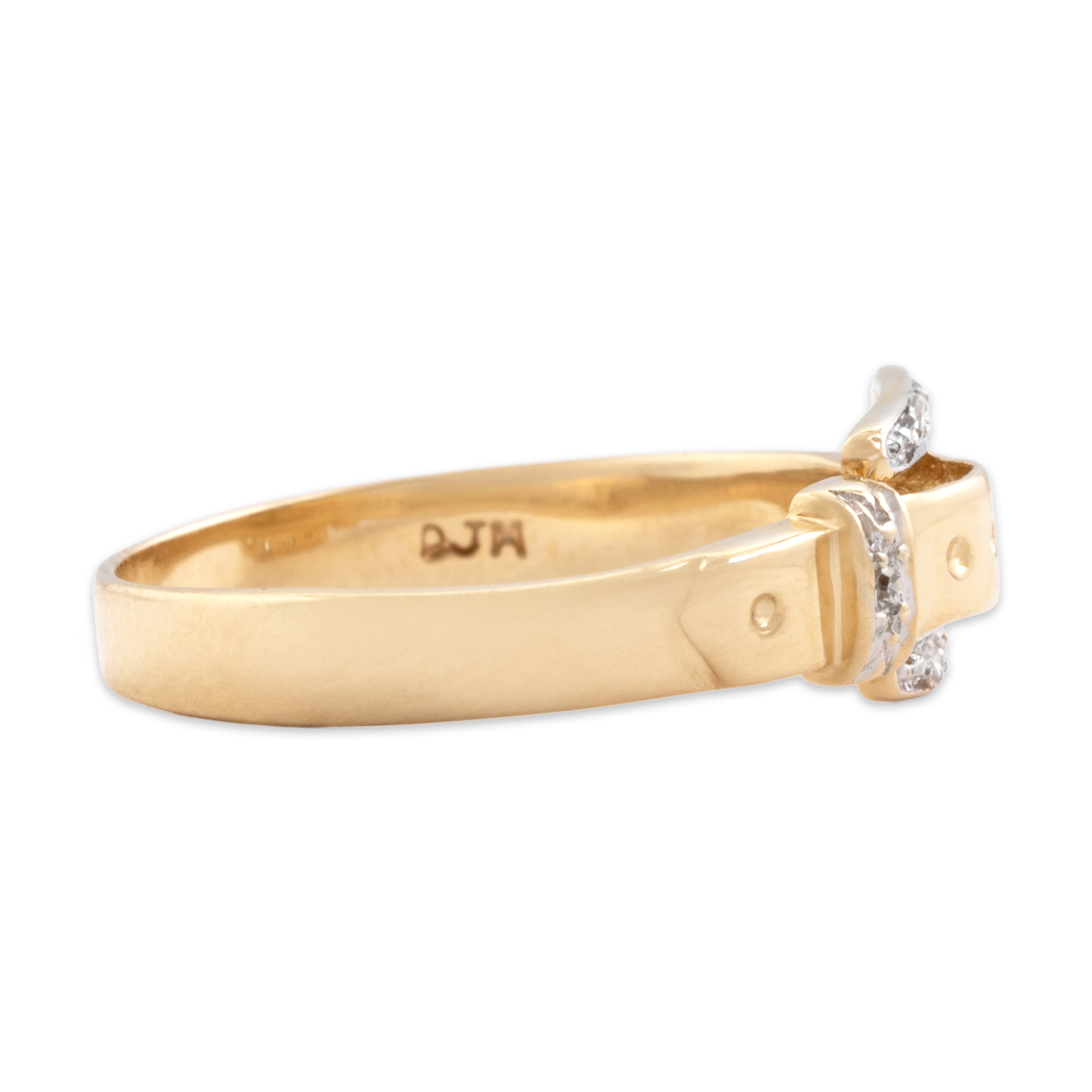 Vintage 14k Yellow & White Gold [Custom Carat] Chic Buckle Band Ring - Side view