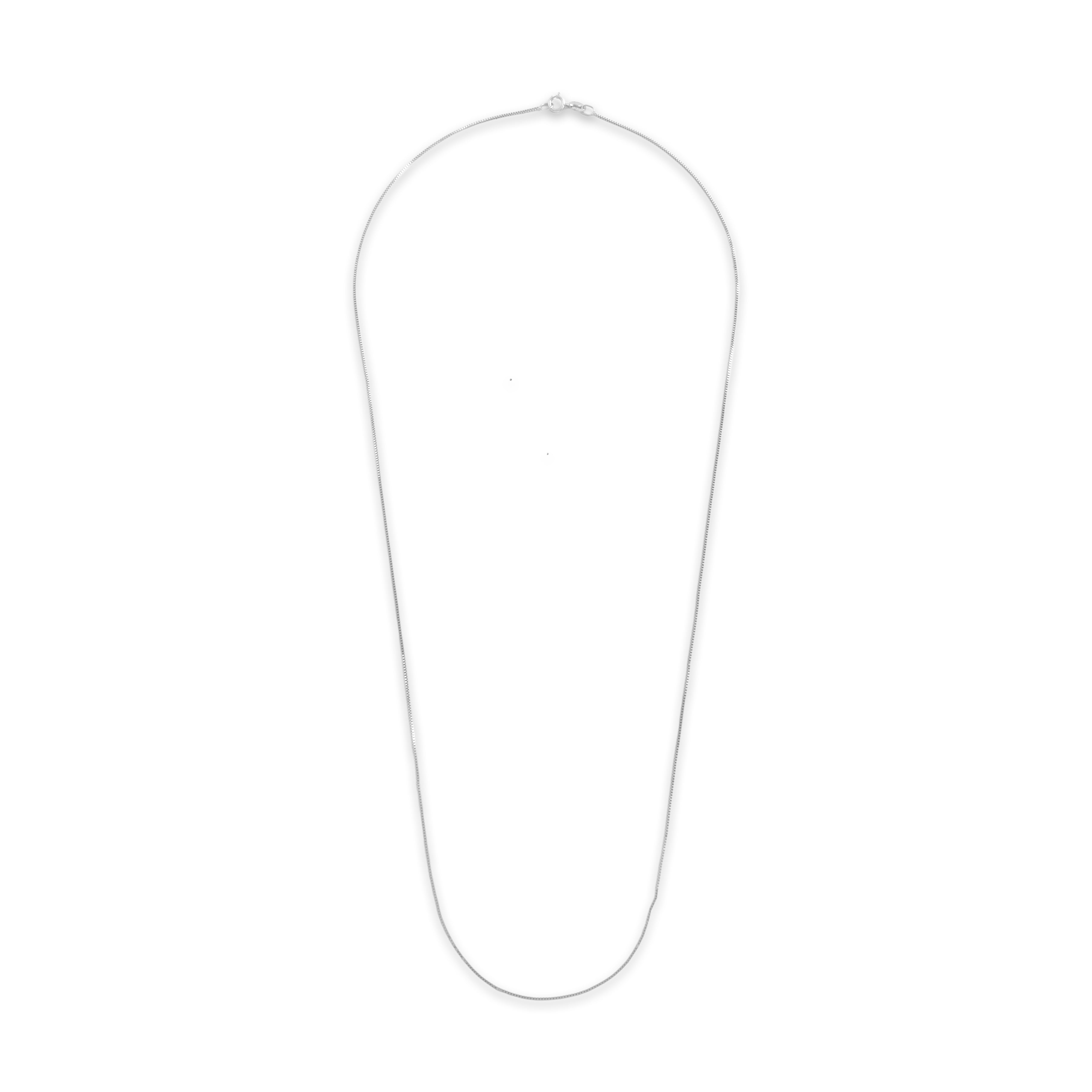 Vintage Italian 14k White Gold Dainty Box Necklace - Overall view