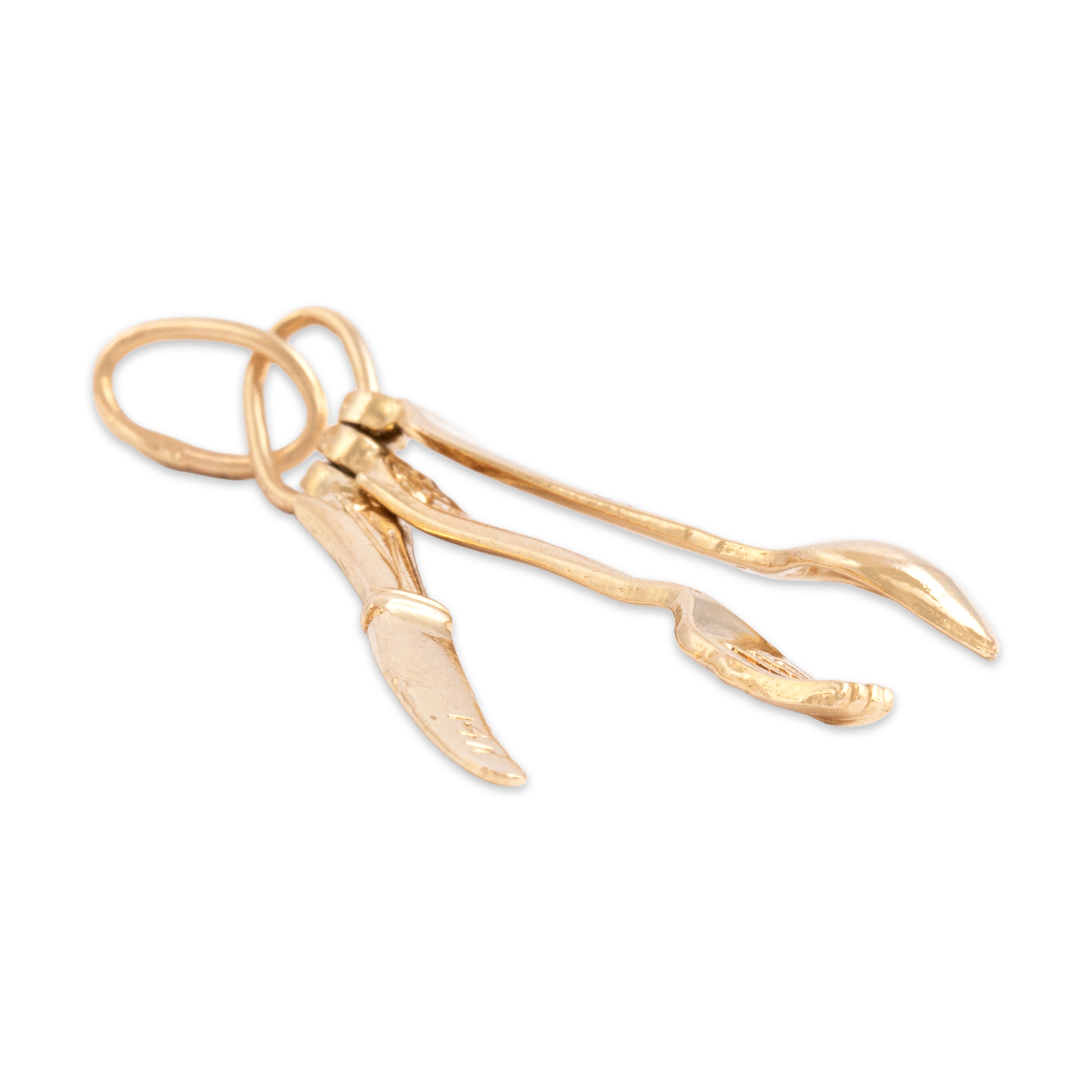 Vintage 14k Yellow Gold Kitchen Cutlery Set Charm / Pendant - detail view #2