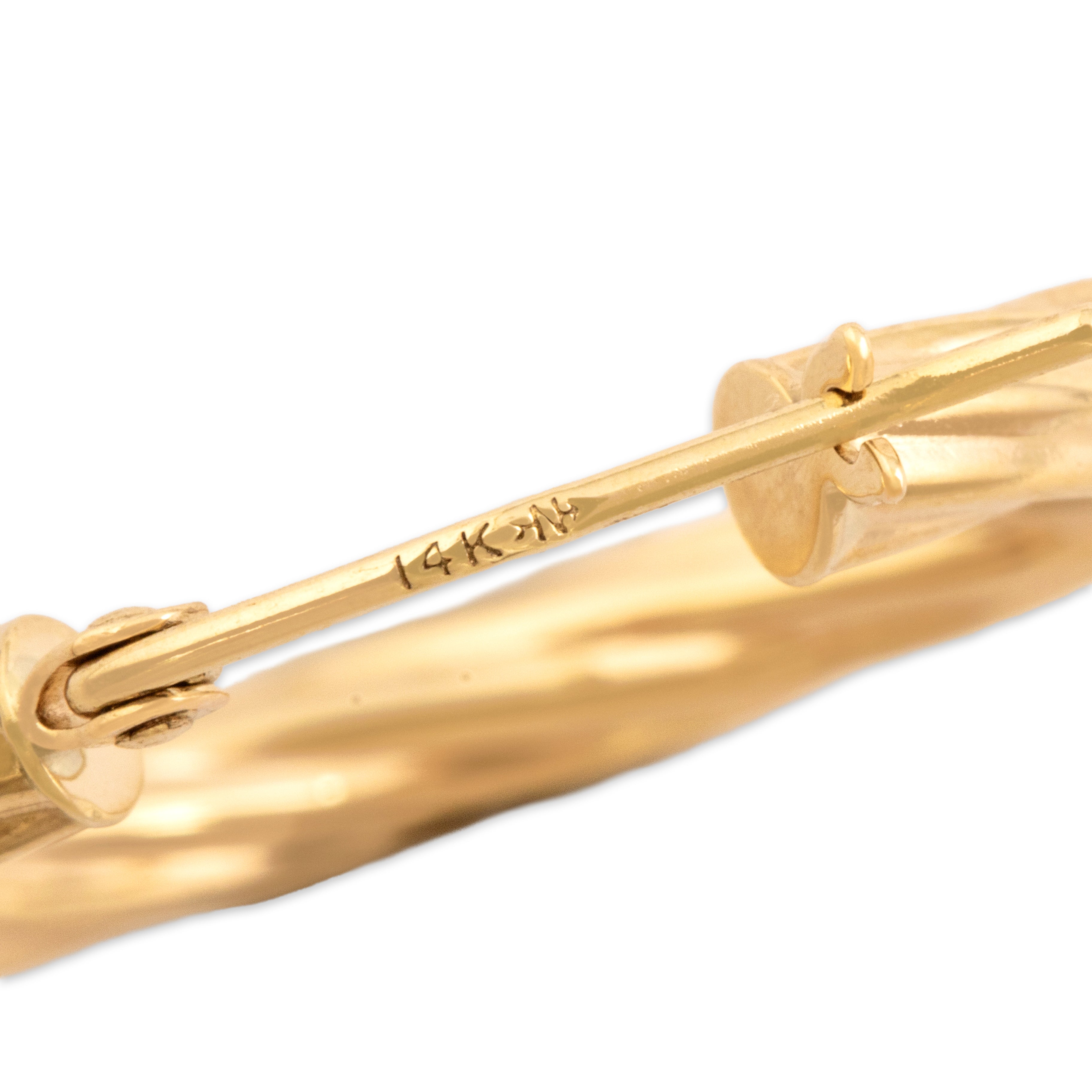 Vintage 14k Yellow Gold Classic Twisting Cable Hoop Earrings - Hallmark view