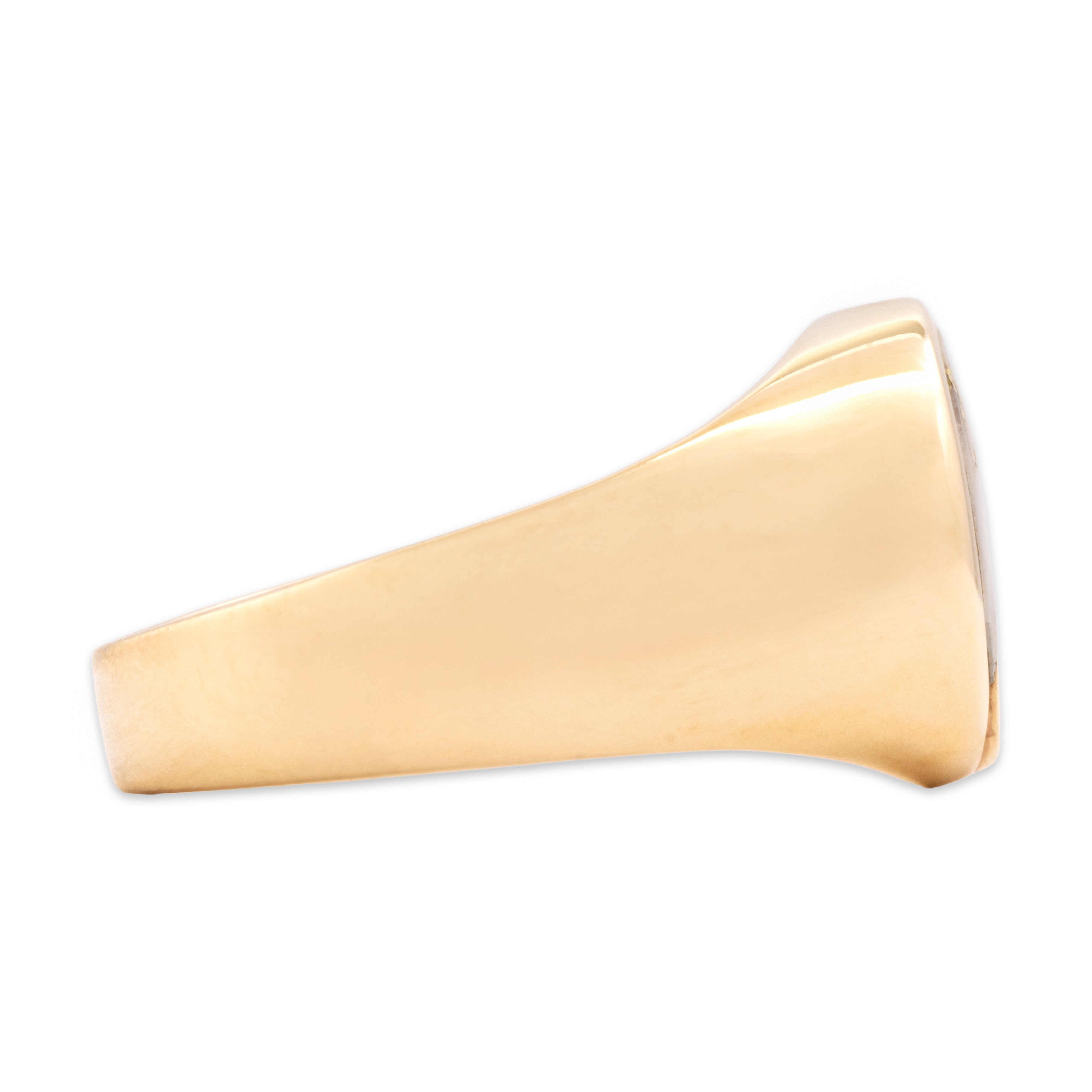 Vintage 14k Yellow Gold Gold-Vein Quartz Striking Nugget Swoop Ring - Side view