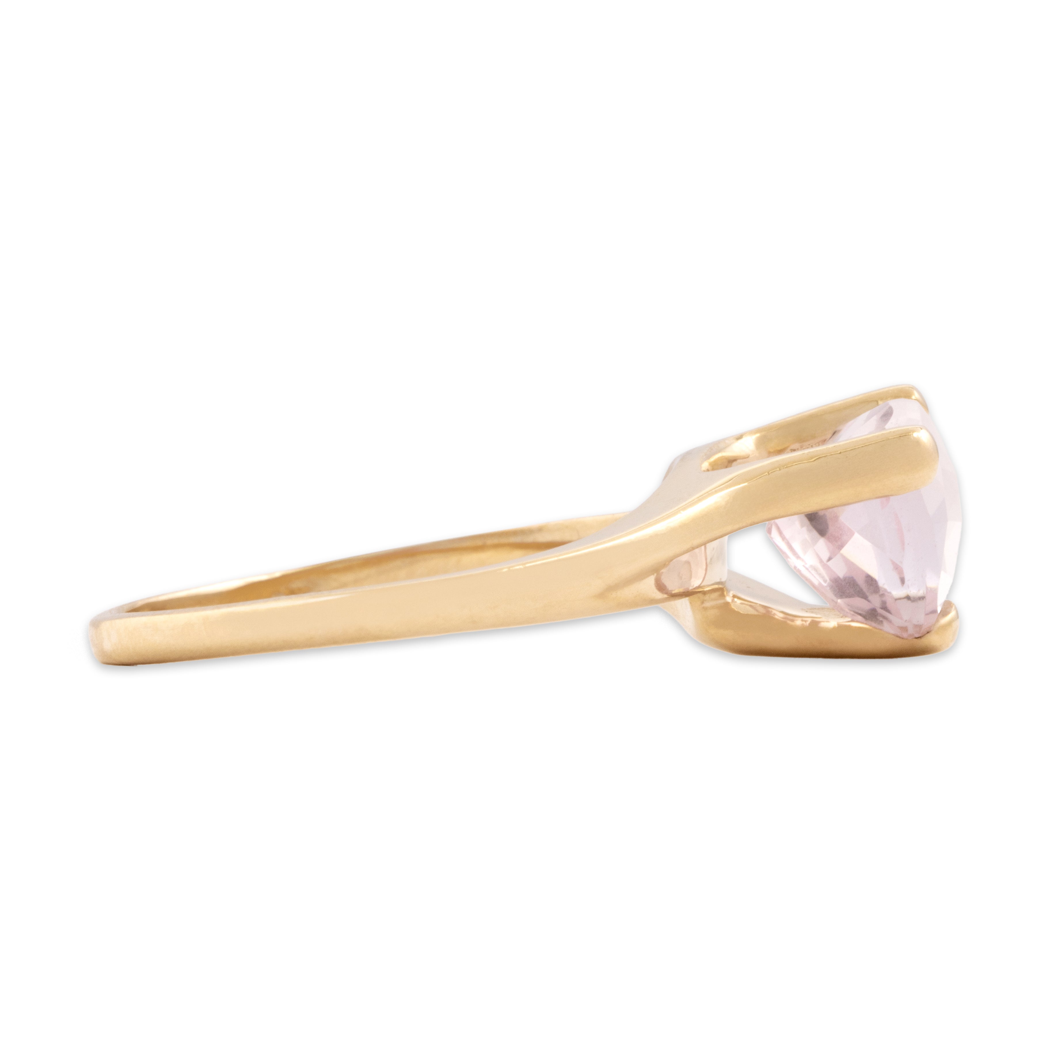 Vintage 14k Yellow Gold 1.8ct Morganite Modern Tall Checkerboard Ring - Side view