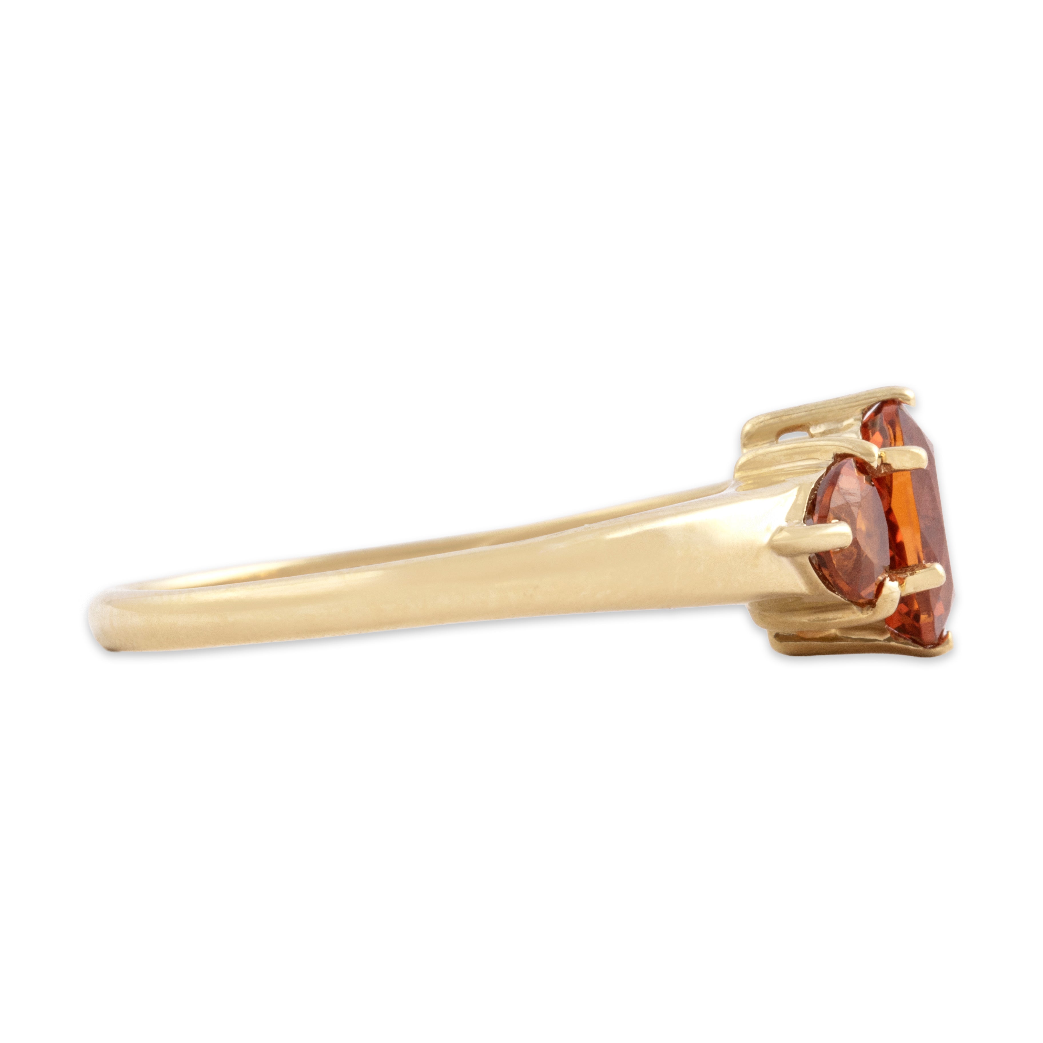 Vintage 14k Yellow Gold 1.87cttw Spessartite Garnet Vibrant Trio Ring - Side view
