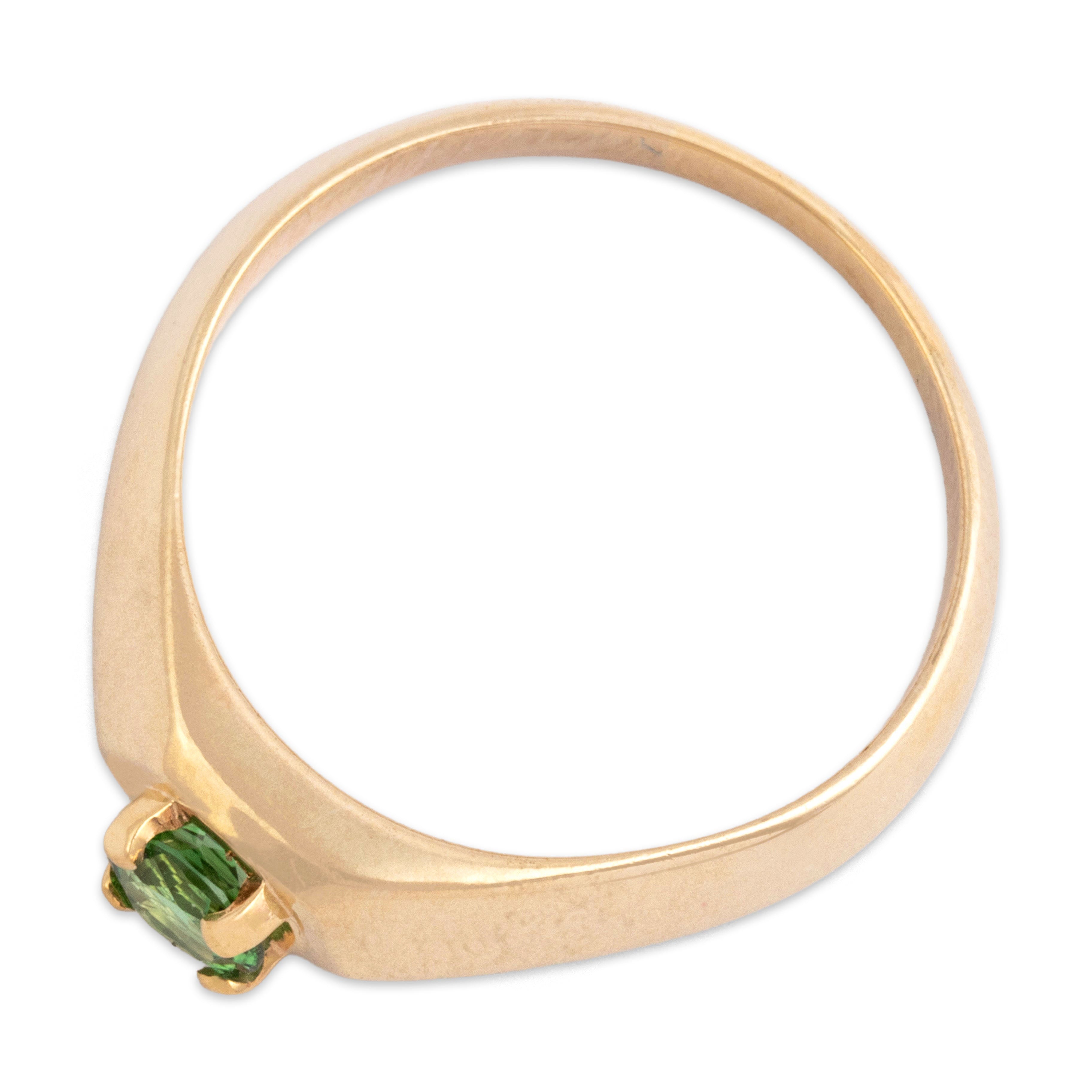 Vintage 14k Yellow Gold Mint Tourmaline Vivid Geometric Solitaire Ring 9.00