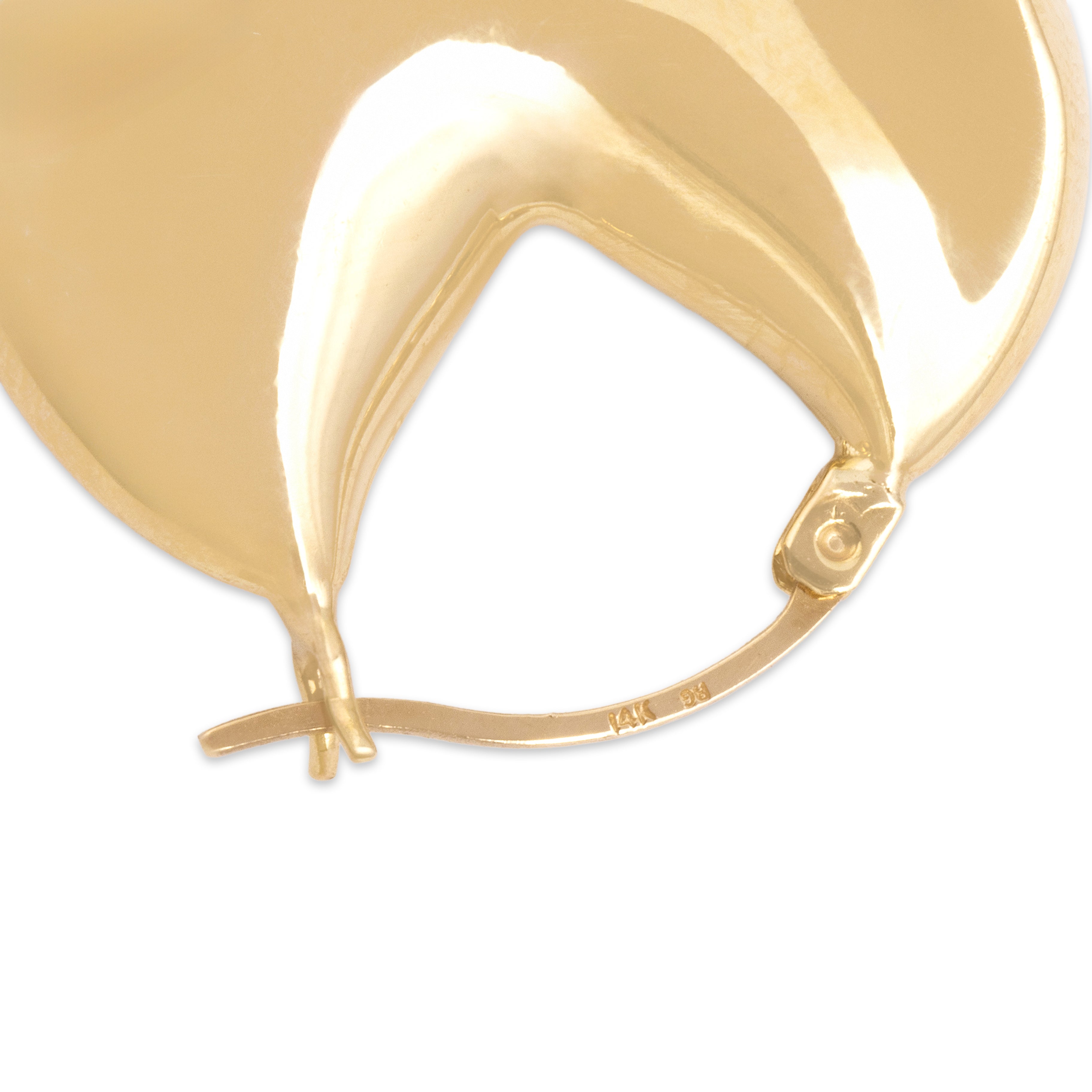 Vintage 14k Yellow Gold Gleaming Puffy Swirling Heart Hoop Earrings - Hallmark view