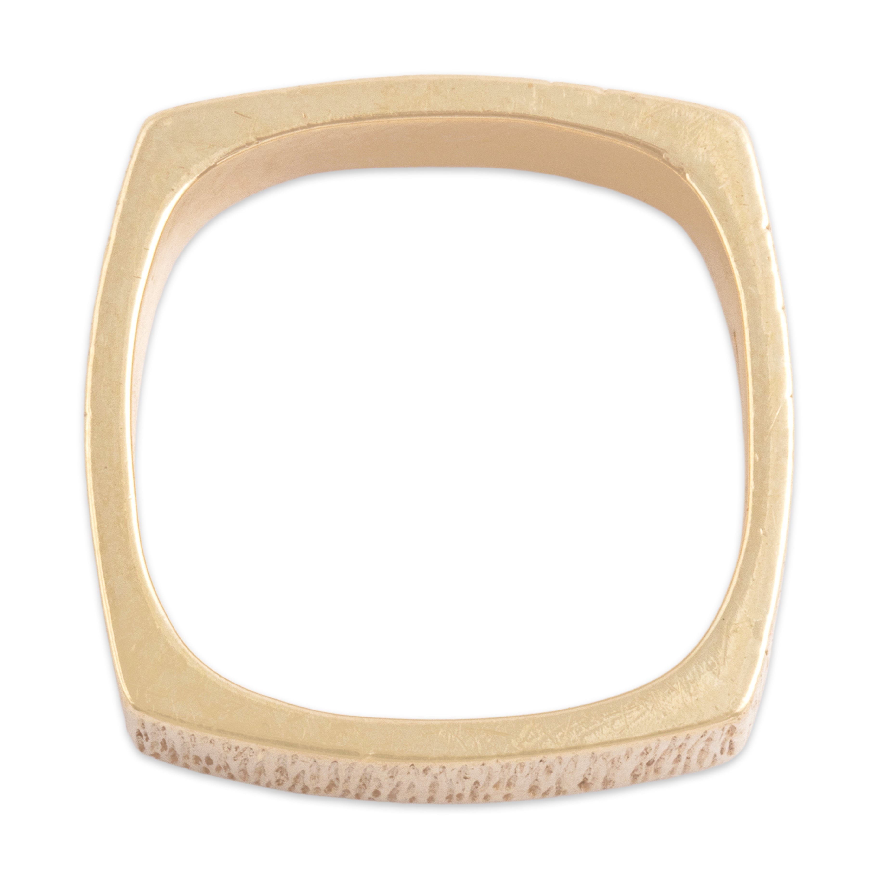 Vintage Austrian 14k Yellow Gold Bold Textured Squared Band Ring - detail view #1